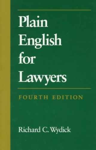Plain English for Lawyers – Paperback, by Wydick Richard C. – Very Good