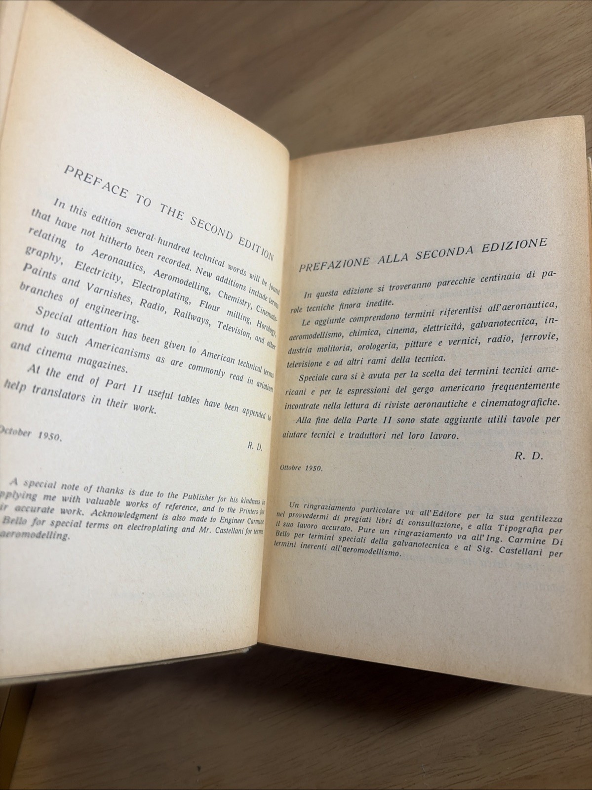 1958 Dizionario Tecnico Italiano Inglese English Italian Technical Dictionary VG