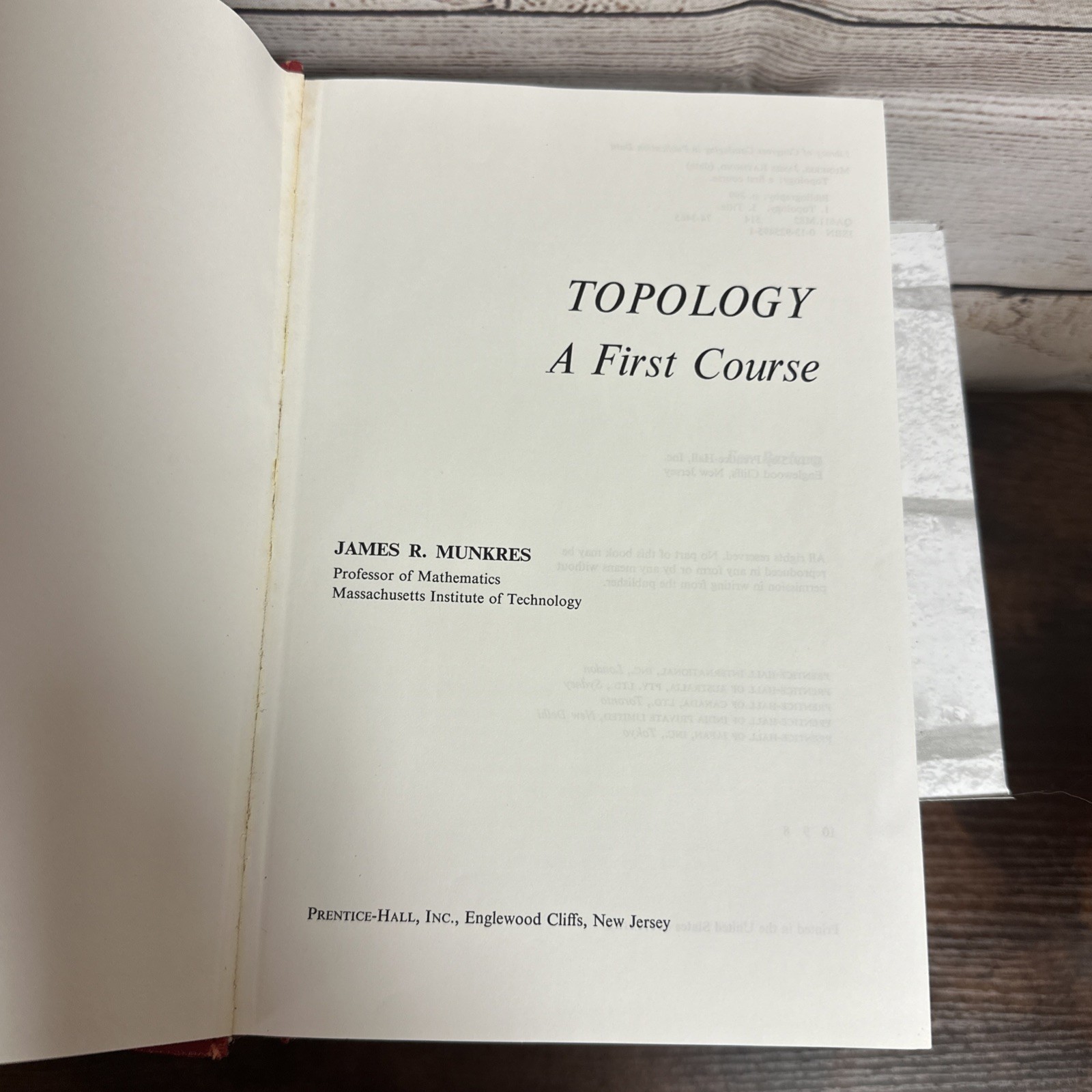 Topology : A First Course Hardcover James Munkres With Dust jacket