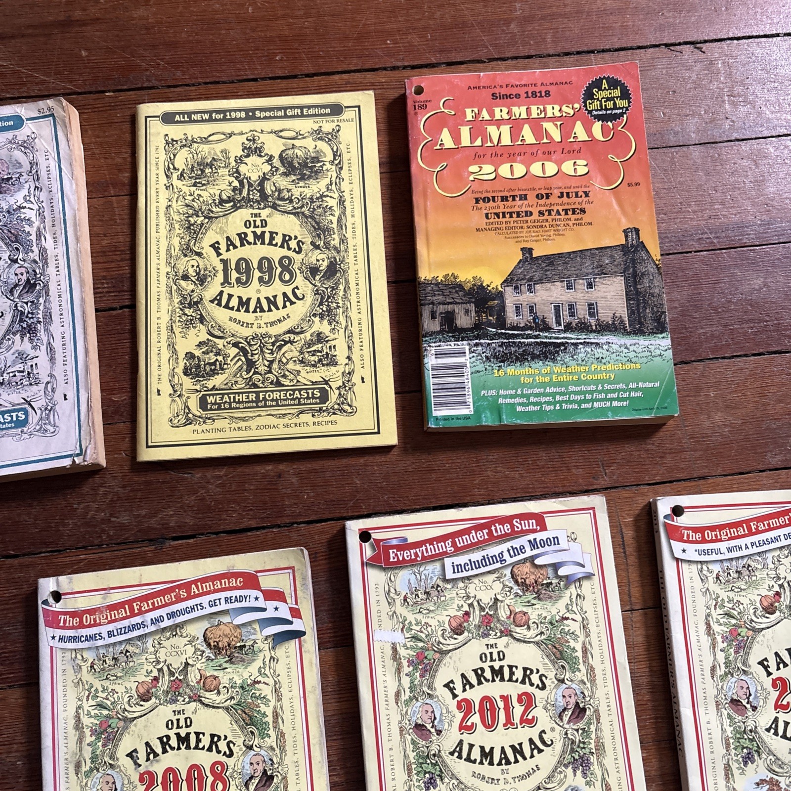 Lot of 7 Farmer’s Almanac~1993-1998-2006-2007-2012-2013- paperbacks
