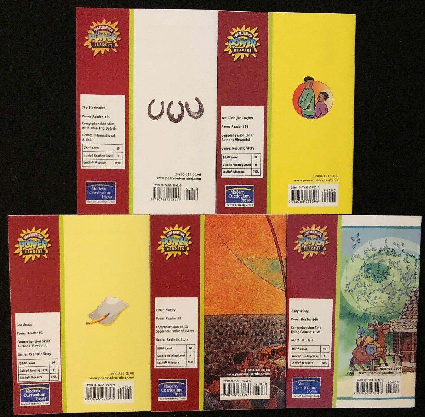 6th Grade – COMPREHENSION POWER READERS (5 book set) (2004, Pearson)