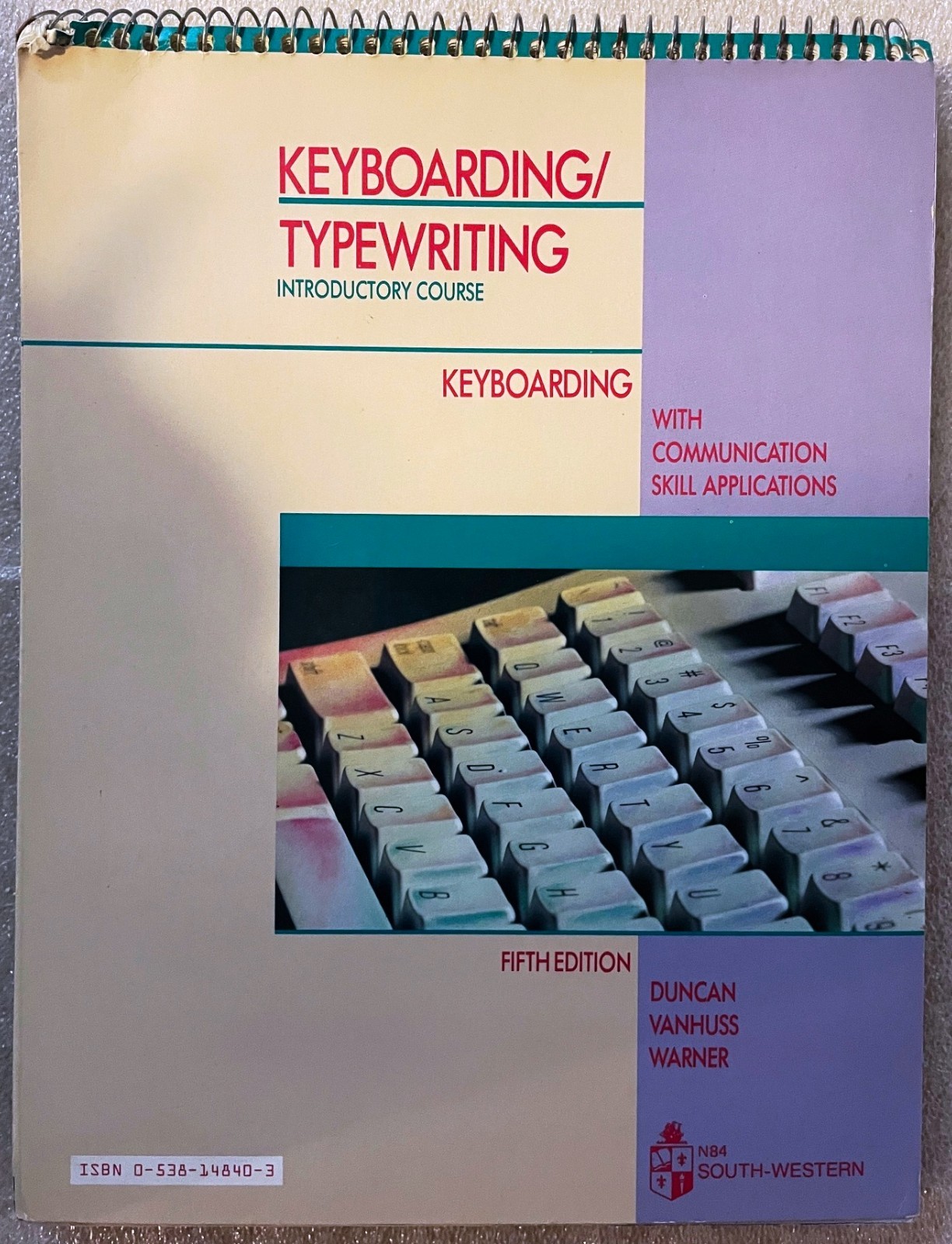 Keyboarding Typewriting Introductory Course 5th Ed 1991 Spiral South-Western