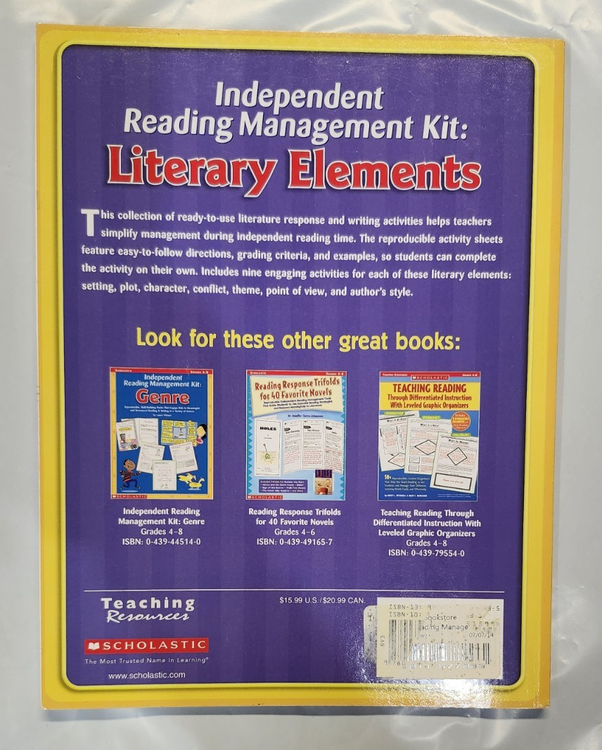 Differentiated Instruction Reading + Literary Elements Grades 4-8 Scholastic VG
