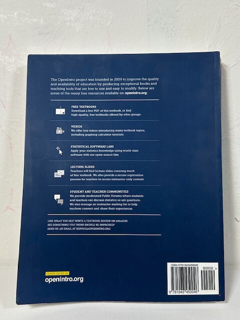 OpenIntro Statistics by David Diez, Mine Çetinkaya-Rundel, C. Barr 3rd Edition