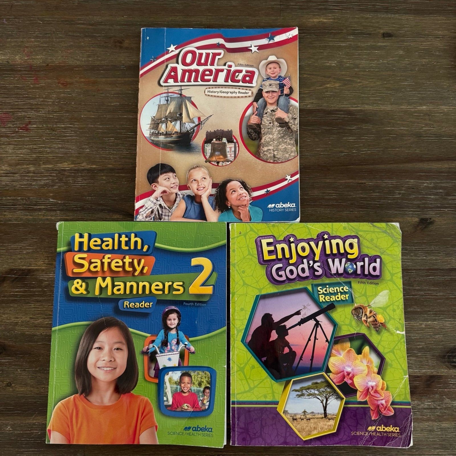 Abeka 2nd grade Student Reader Books Our America, History, Science, Health