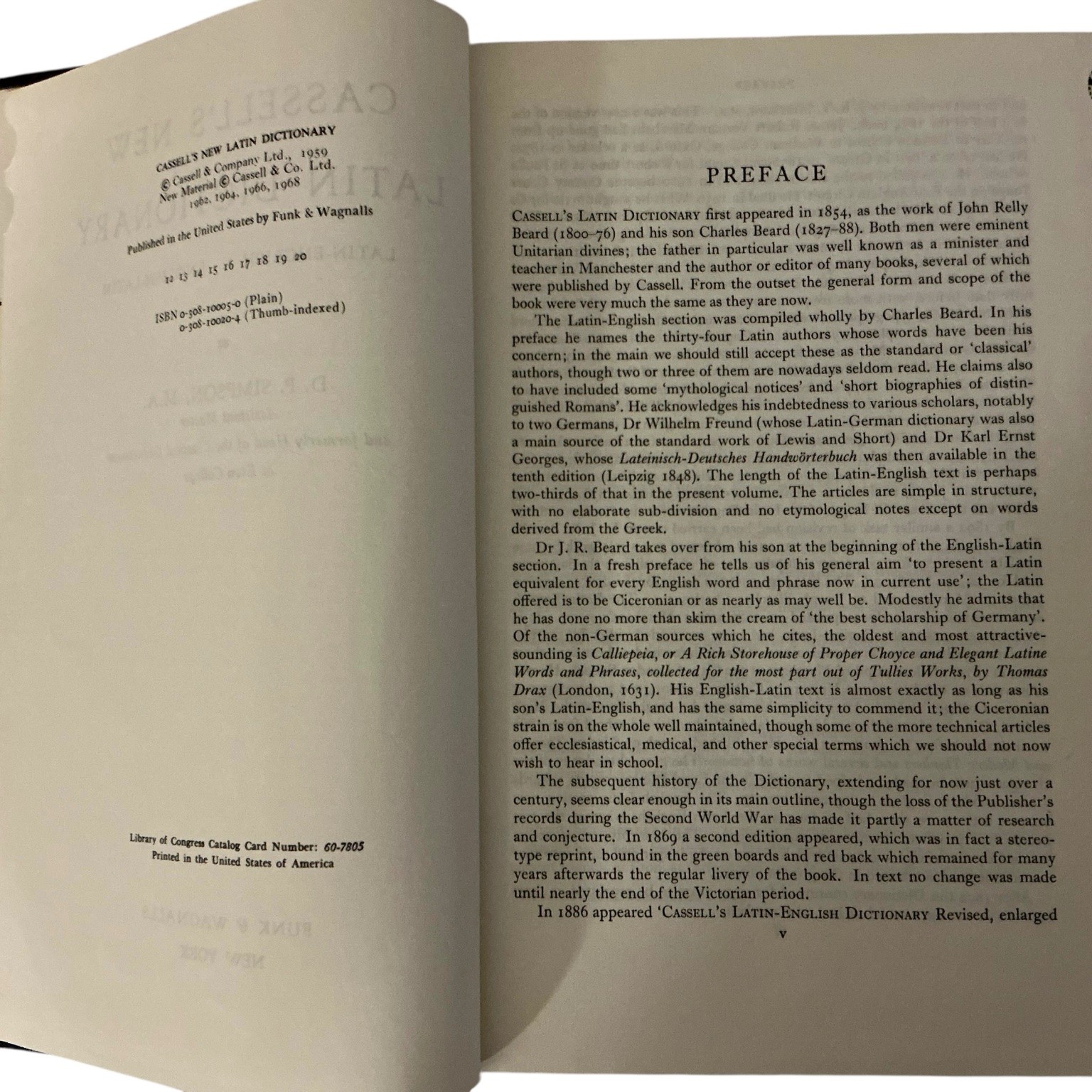 Cassidy’s New Latin Dictionary by D.P. Simpson Hardcover English Edition 1959