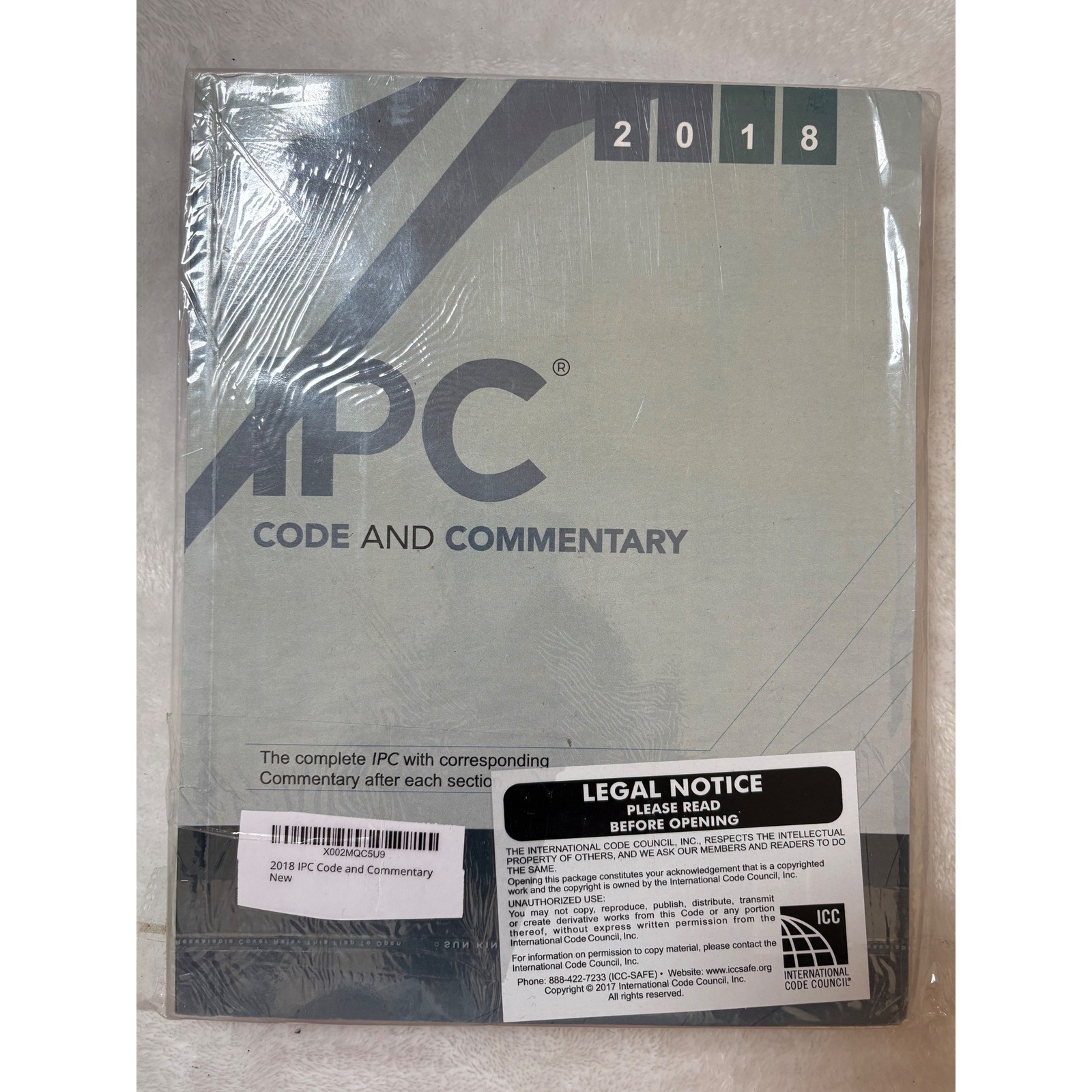 2018 IPC International Plumbing Code and Commentary ICC 9781609837747 New Sealed