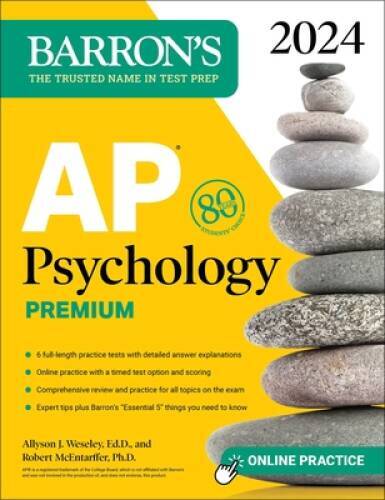 AP Psychology Premium, 2024: 6 Practice Tests Comprehensive Review – VERY GOOD