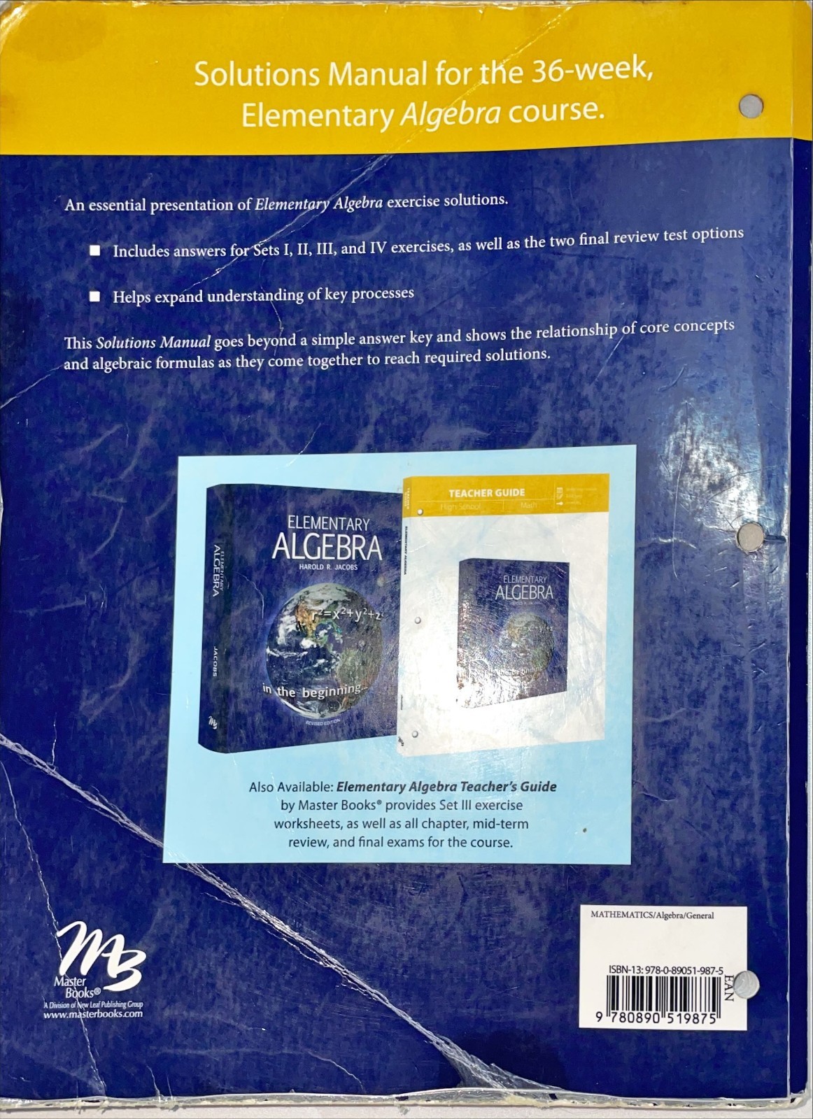 Elementary Algebra (Solutions Manual) by Harold R. Jacobs, 2016, Paperback