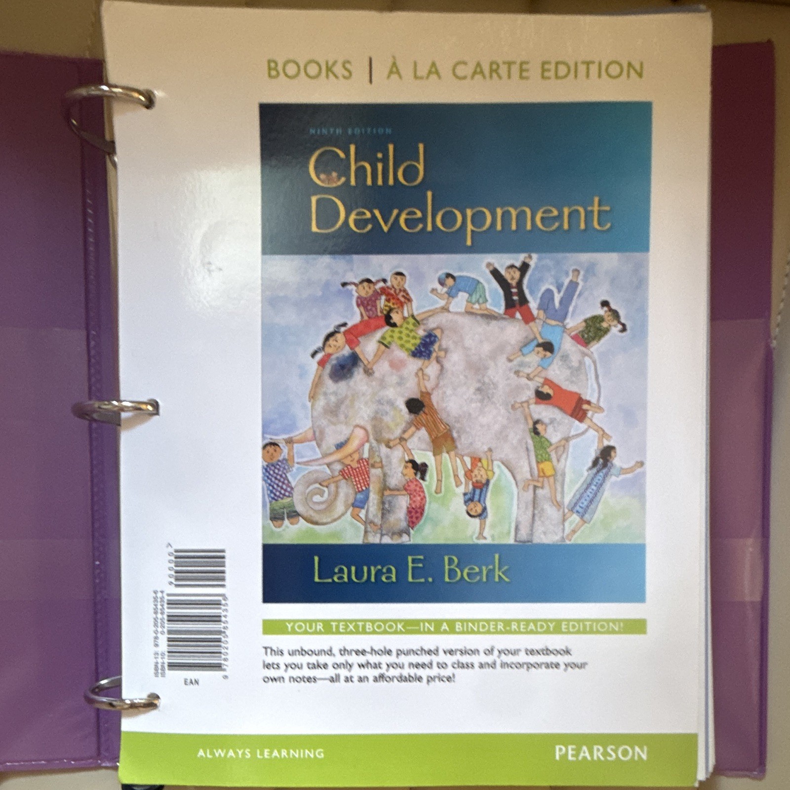 Pearson Child Development Books a la Carte 9th Ed Ringbound Berk Binder-Ready