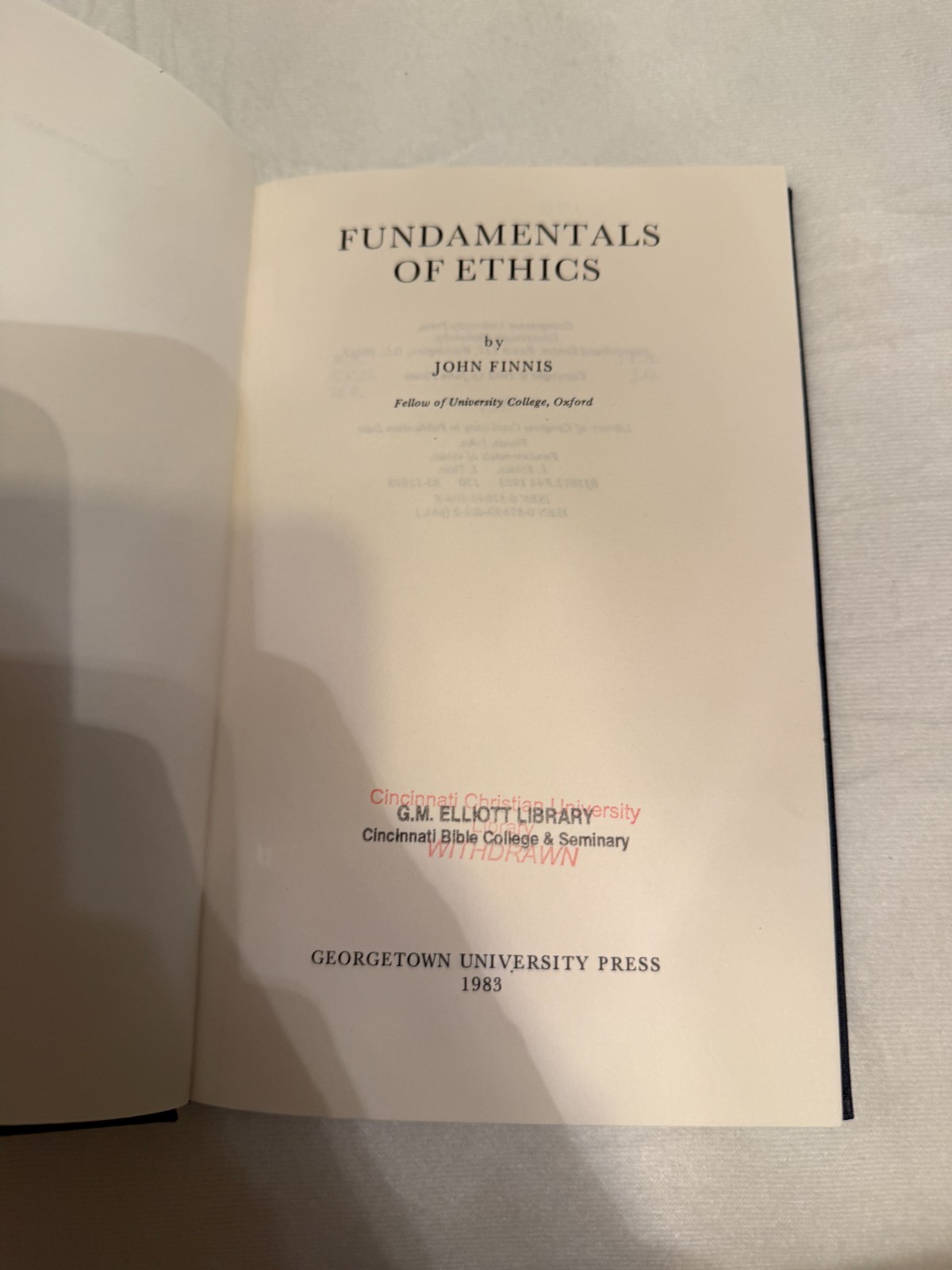 FUNDAMENTALS OF ETHICS John Finnis HC exlib philosophy moral theory 1983