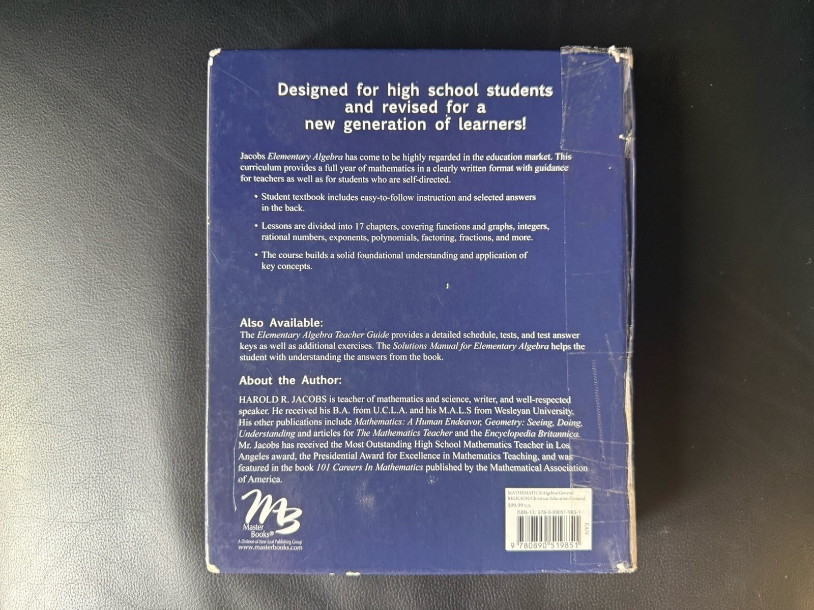 Jacobs Elem Algebra 2016 Ed Textbook, Solutions, Teacher Guide (3 items)