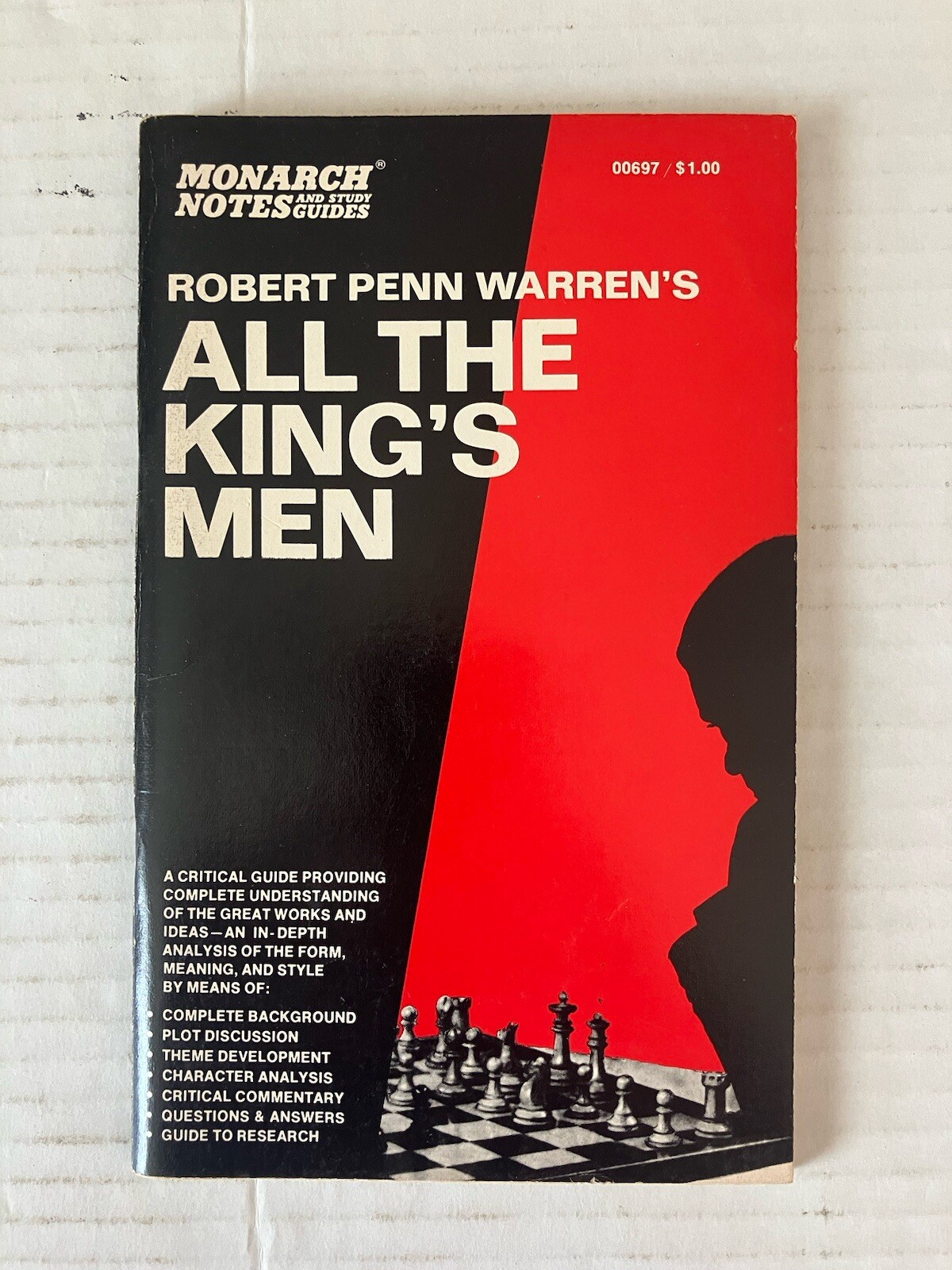 Robert Penn Warren’s All The King’s Men Monarch Notes Study Guides PB 1965