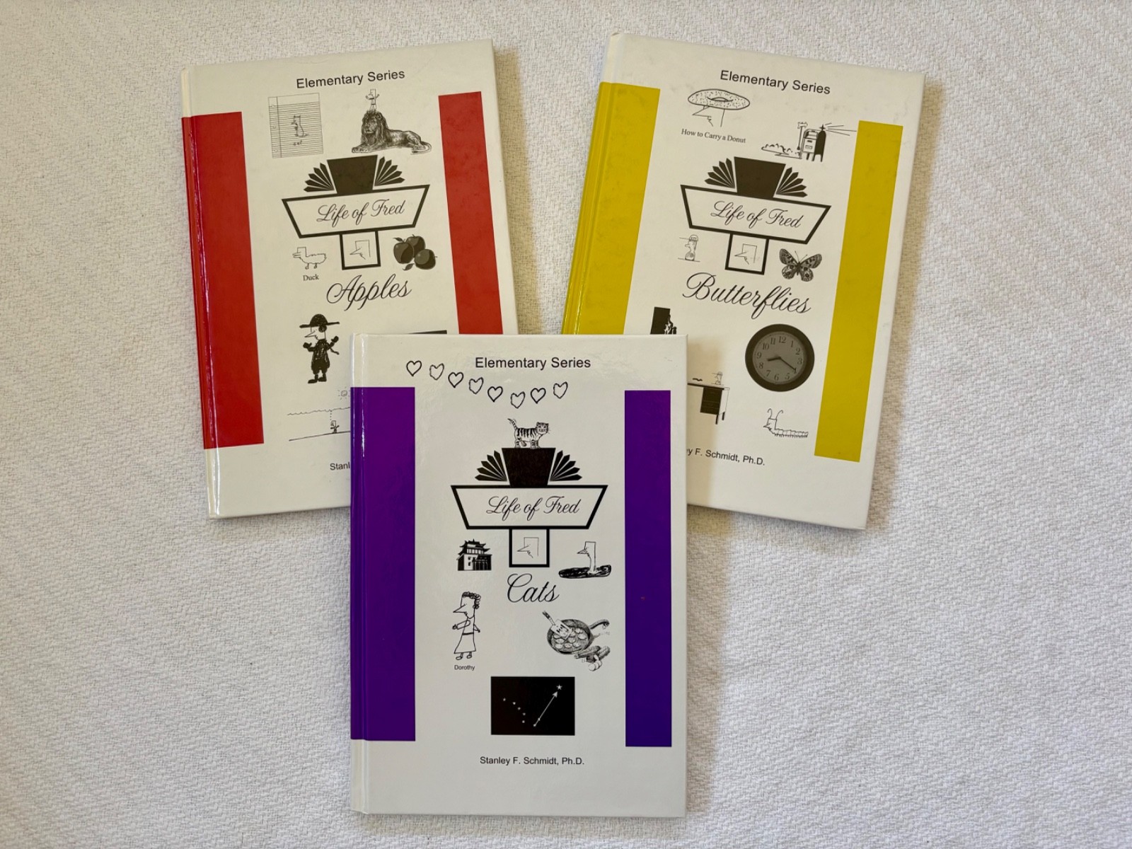 Life of Fred Lot of 3 Math Books. Apples, Butterflies, Cats by Stanley Schmidt