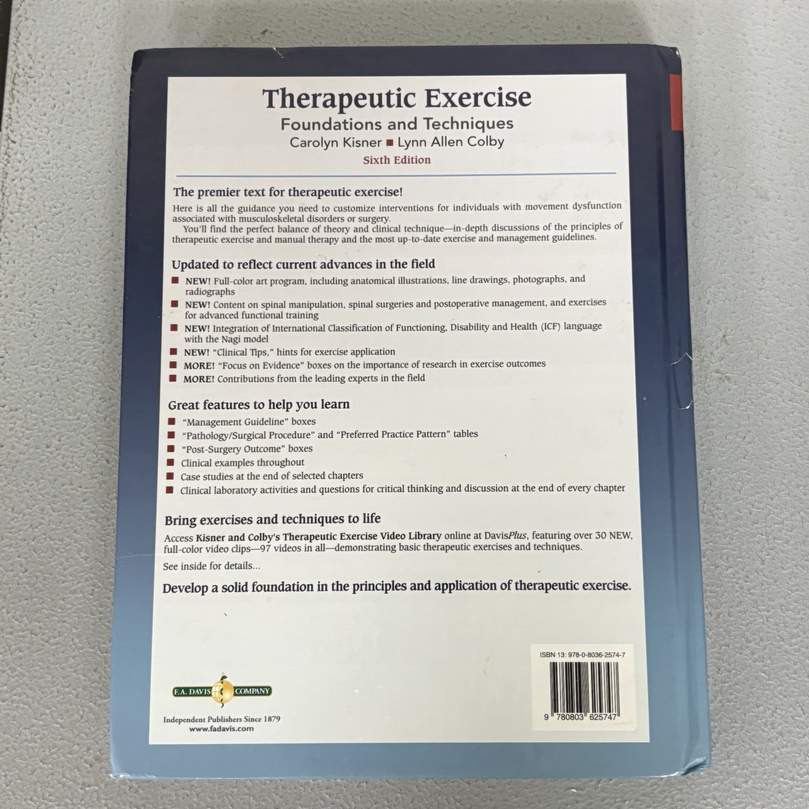 Therapeutic Exercise Foundations and Techniques 6th Edition Hardcover-Like New!