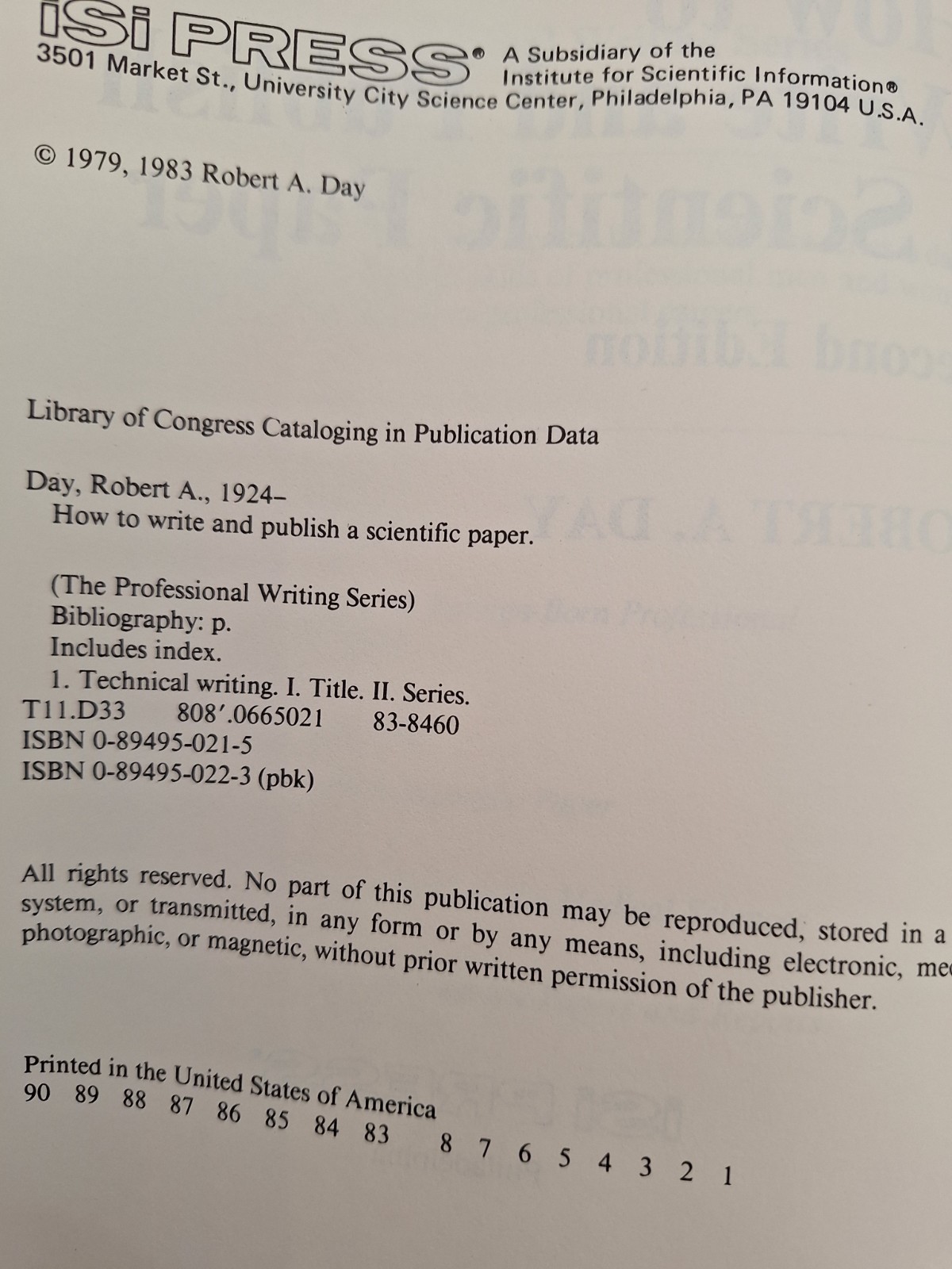 How to Write and Publish a Scientific Paper ~ Robert A Day ~ Hardcover