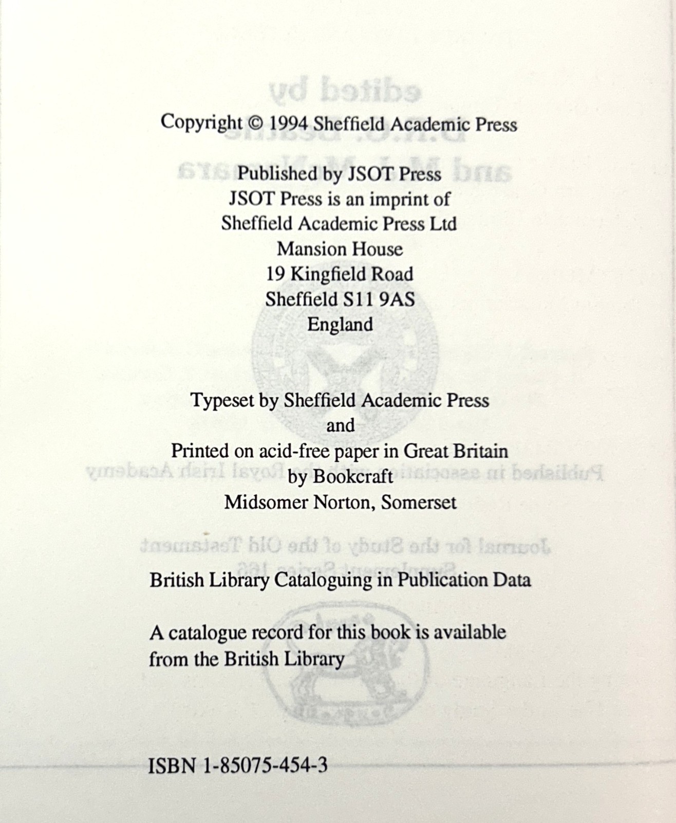 Aramaic Bible: Targums in their Historical Context edited by DRG Beattie 1994 HB