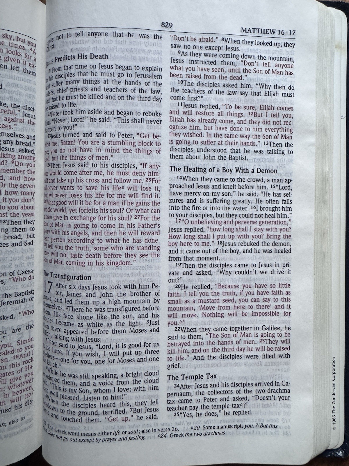 NIV Thinline Bible 1996 Blue Bonded Leather 1984 Red Letter