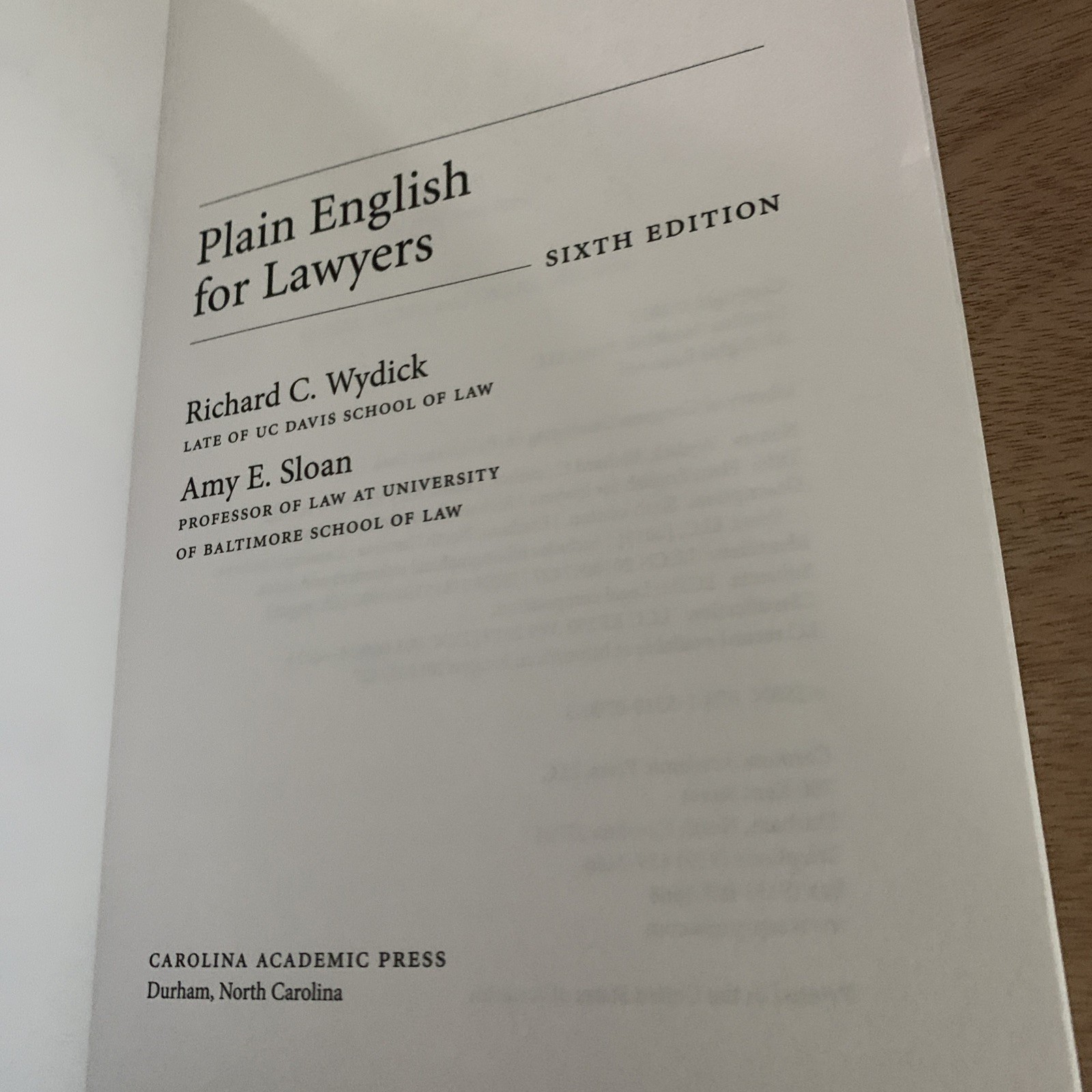 Plain English for Lawyers by Amy E. Sloan & Richard C. Wydick 2019