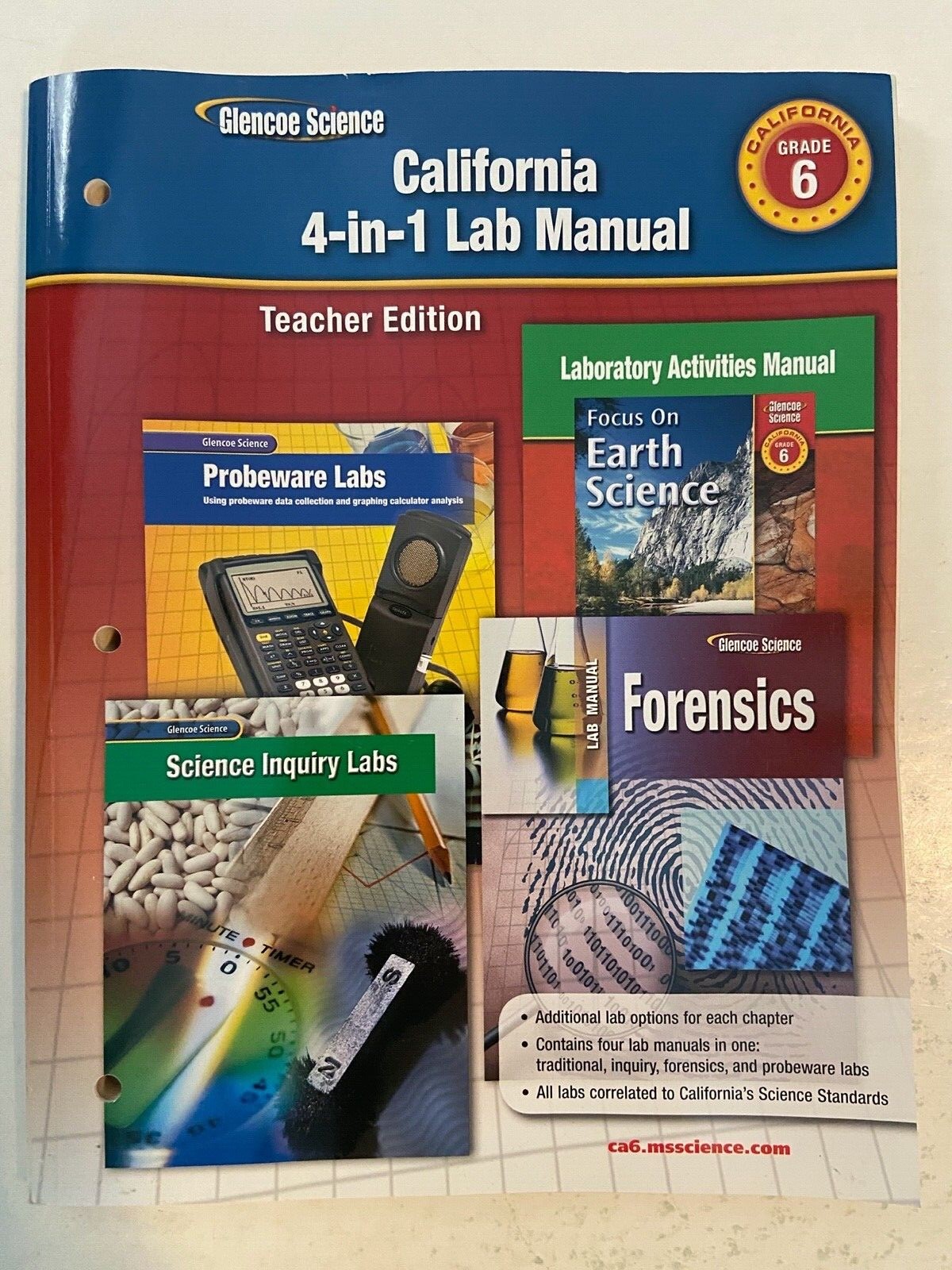 Glencoe Science California 4-in-1 Lab Manual Teacher Edition, Grade 6