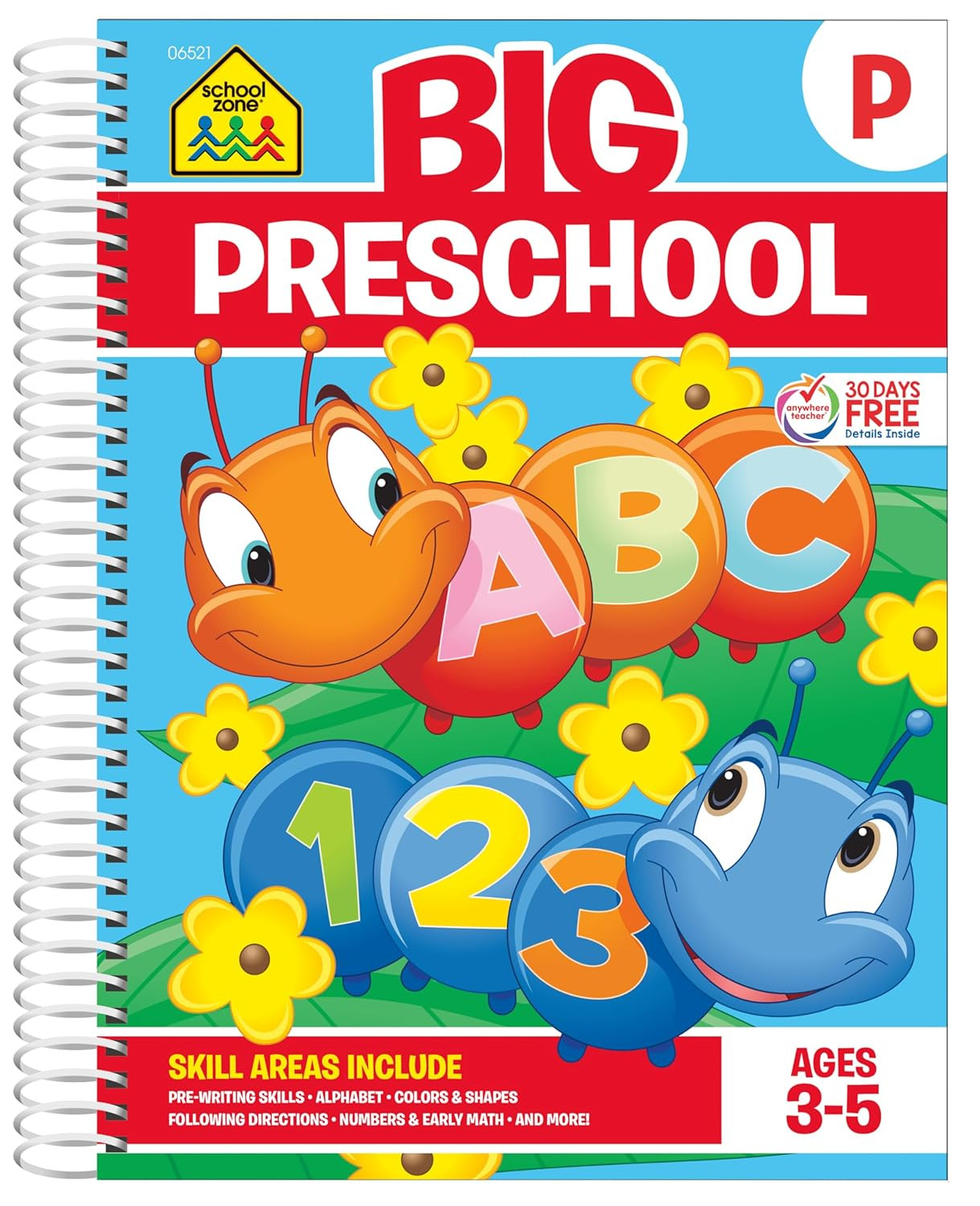 School Zone Big Preschool Workbook: 320 Spiral-Bound Pages, Pre-K, Colors, Shape