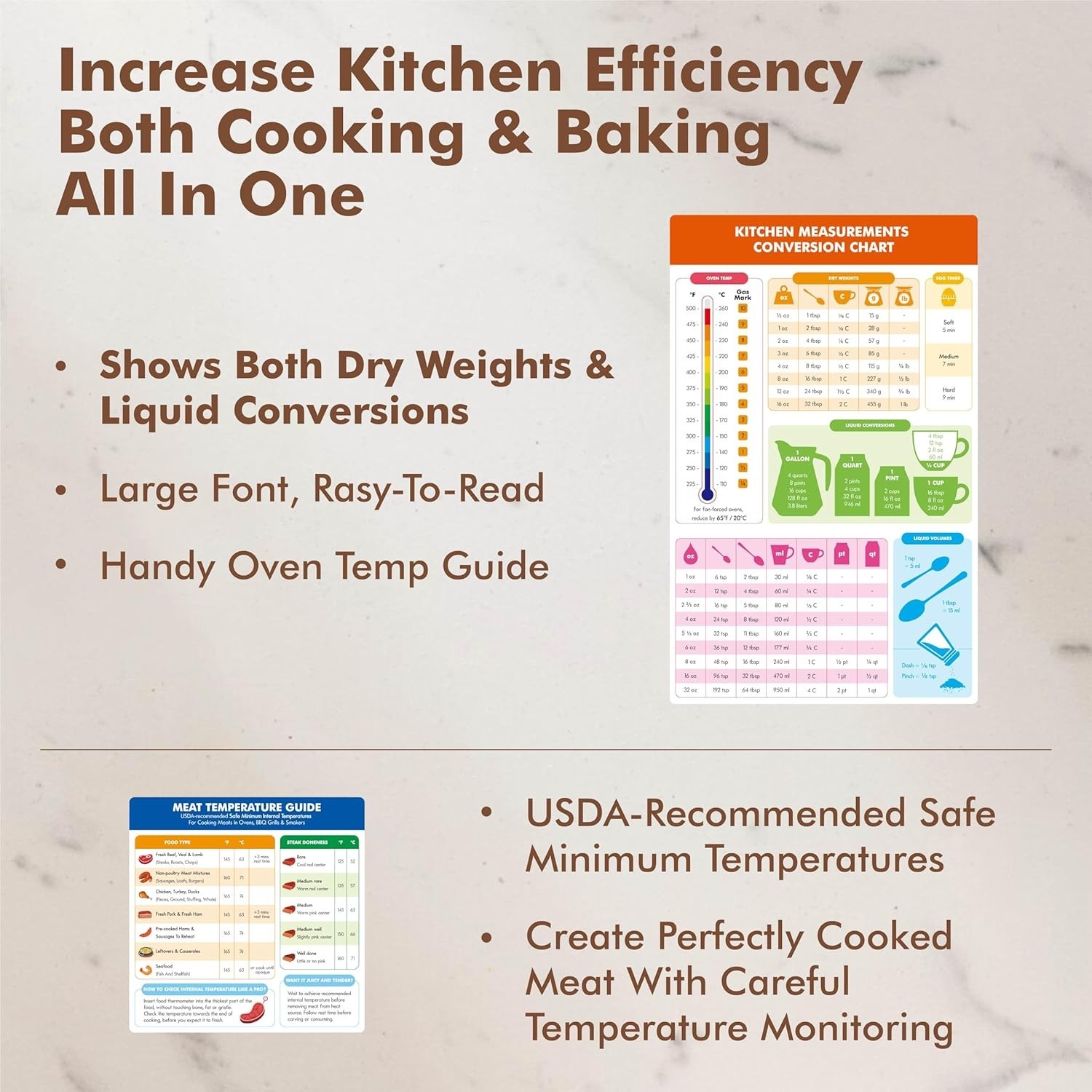 Magnetic Kitchen Conversion Chart Labels Waterproof Imperial Metric Baking Guide