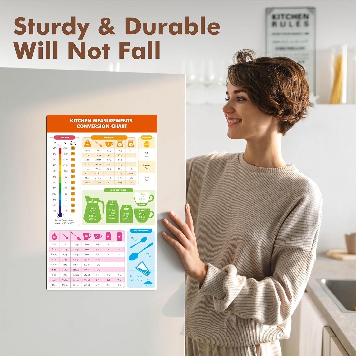 Magnetic Kitchen Conversion Chart Labels Waterproof Imperial Metric Baking Guide