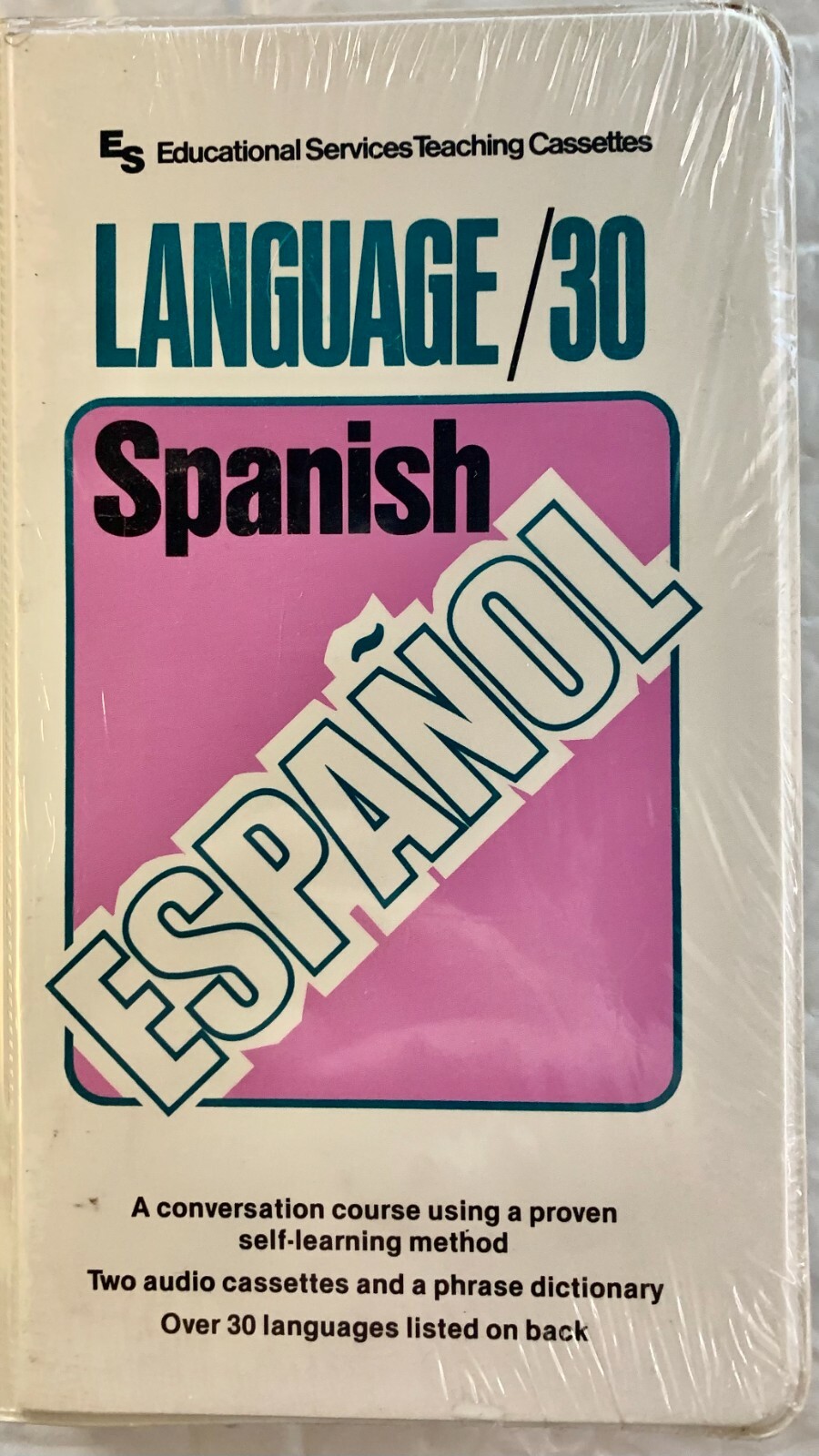 Language/30 Spanish Cassettes – Two Audio Cassettes and a Phrase Dictionary- New