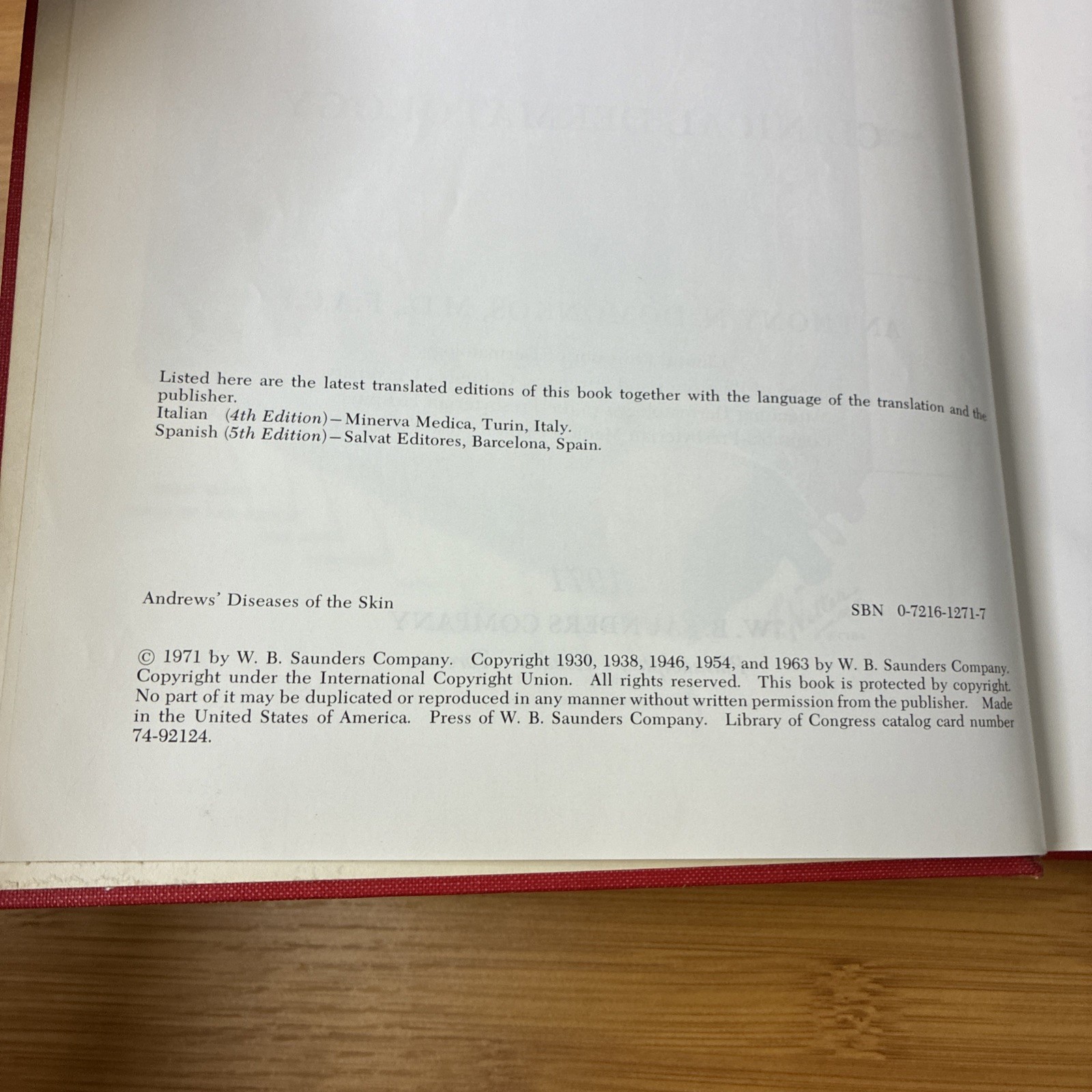 Andrews’ Diseases of the Skin Clinical Dermatology 6th Edition Domonkos 1971 VTG