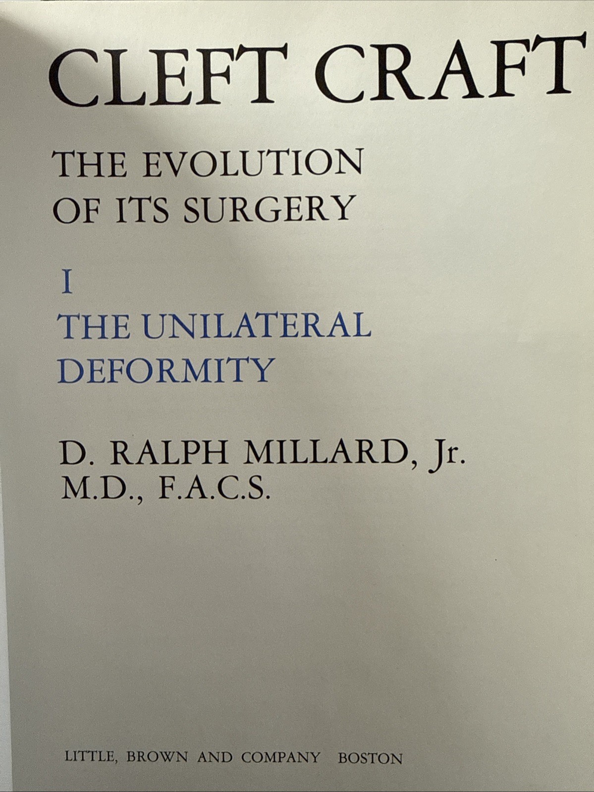 Cleft Craft LEATHER SET :The Evolution of Its Surgery: The Unilateral Deformity