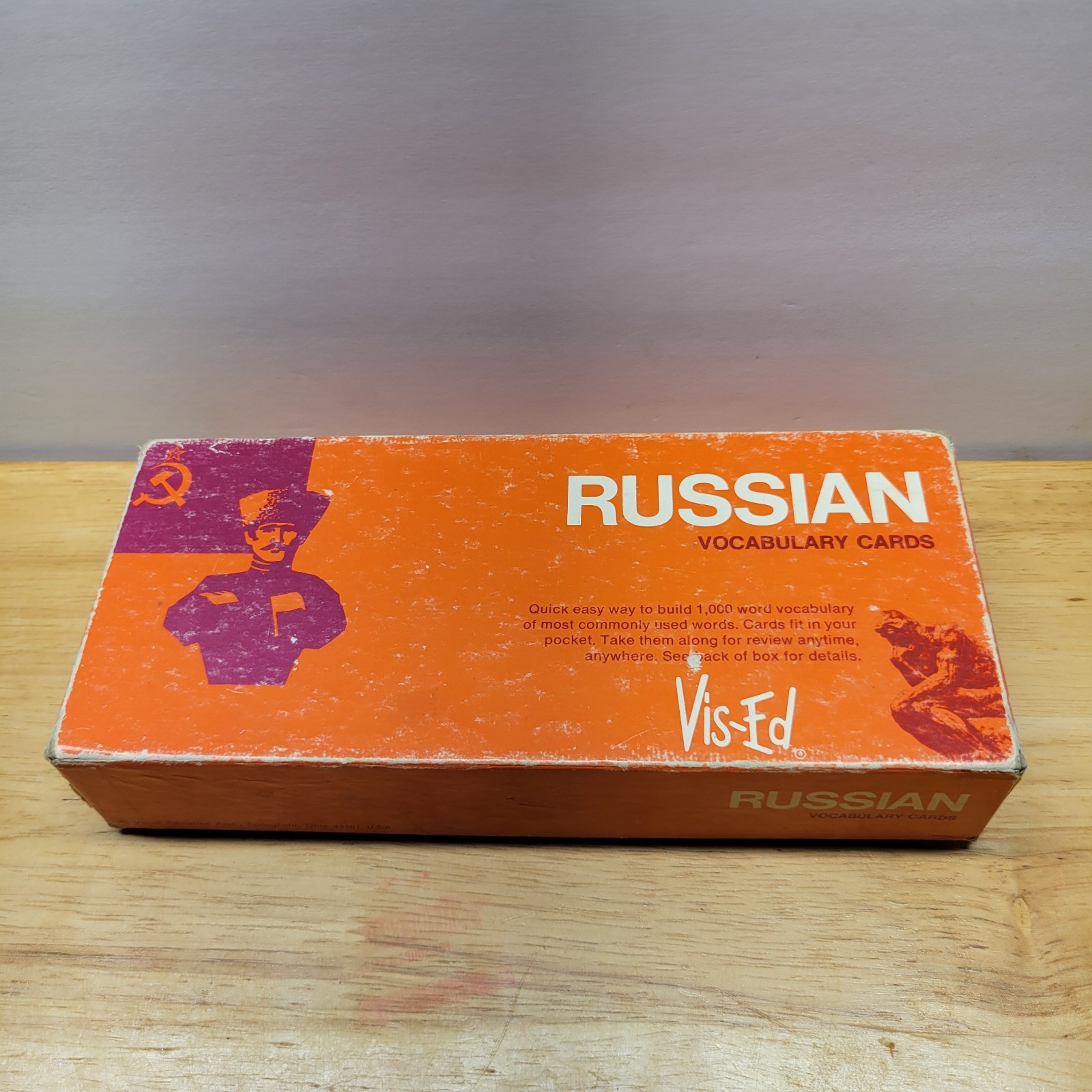 Vintage Russian Vocabulary Cards Box Of 1000 Phrase Cards Vis-Ed Language Set