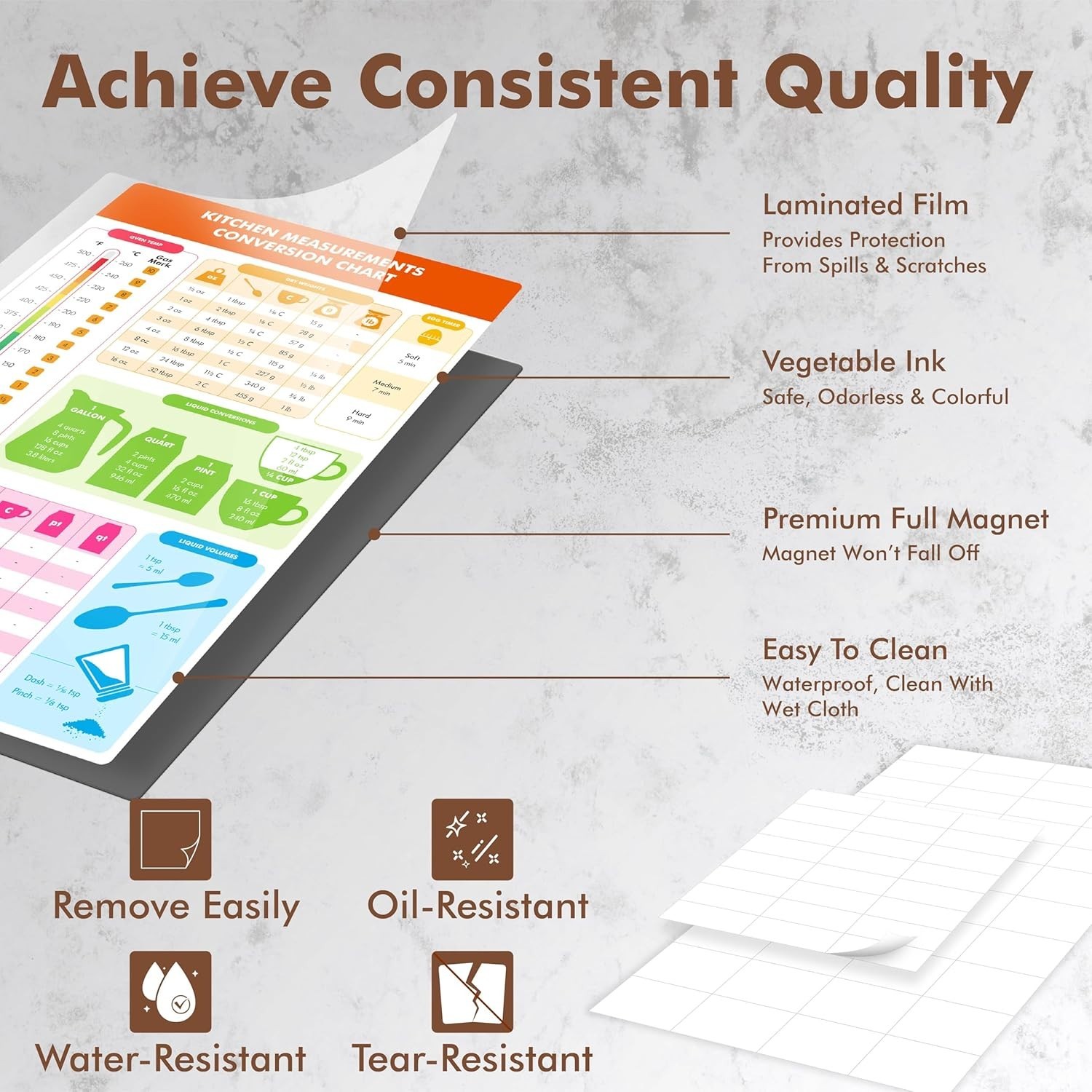 Magnetic Kitchen Conversion Chart Labels Waterproof Imperial Metric Baking Guide