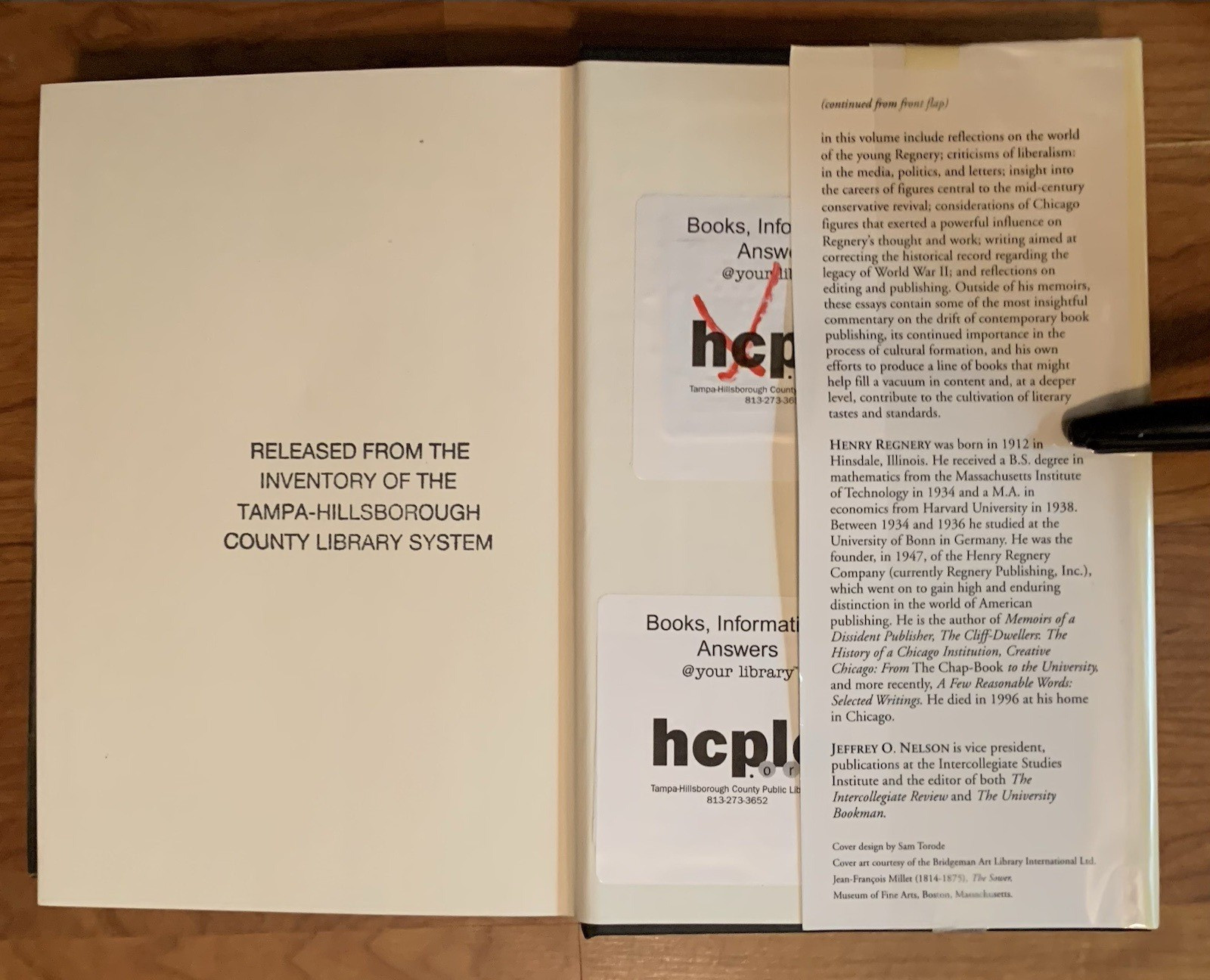 Perfect Sowing: Reflections of a Bookman by Henry Regnery