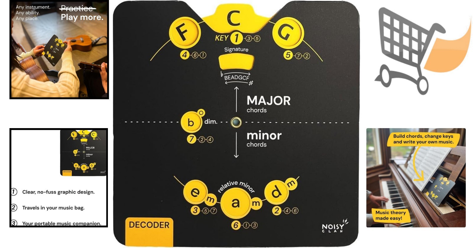 Music Theory Card Circle of Fifths Tool for All Instruments Learning Chords