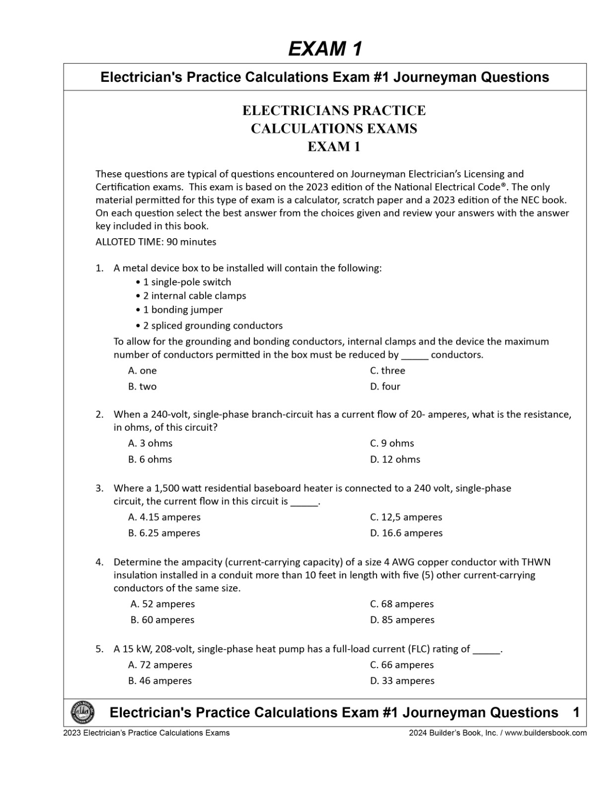 2023 Electricians Practice Calculations Exams By Ray Holder