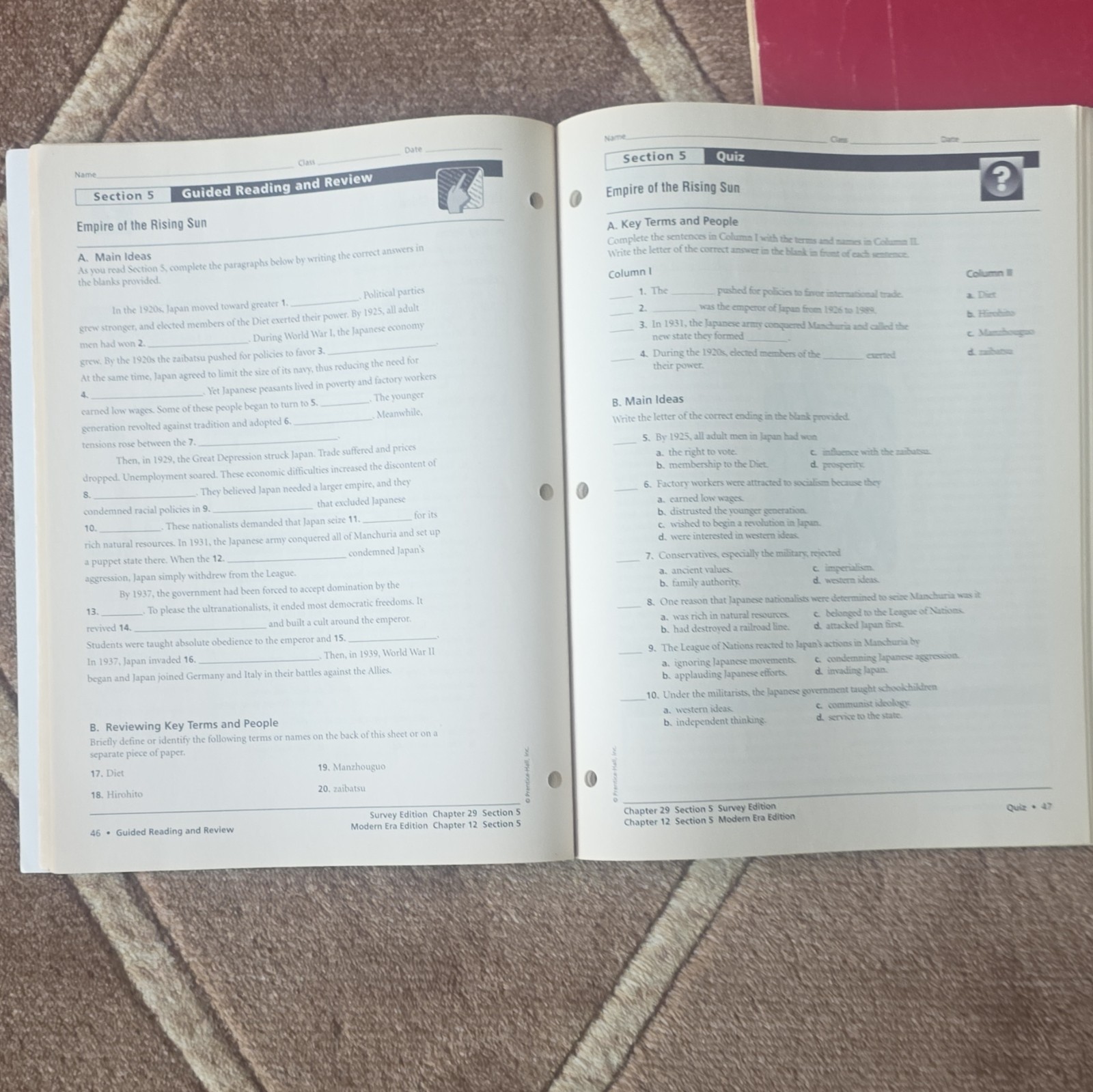Prentice Hall Core Support World History Connections to Today Unit 7