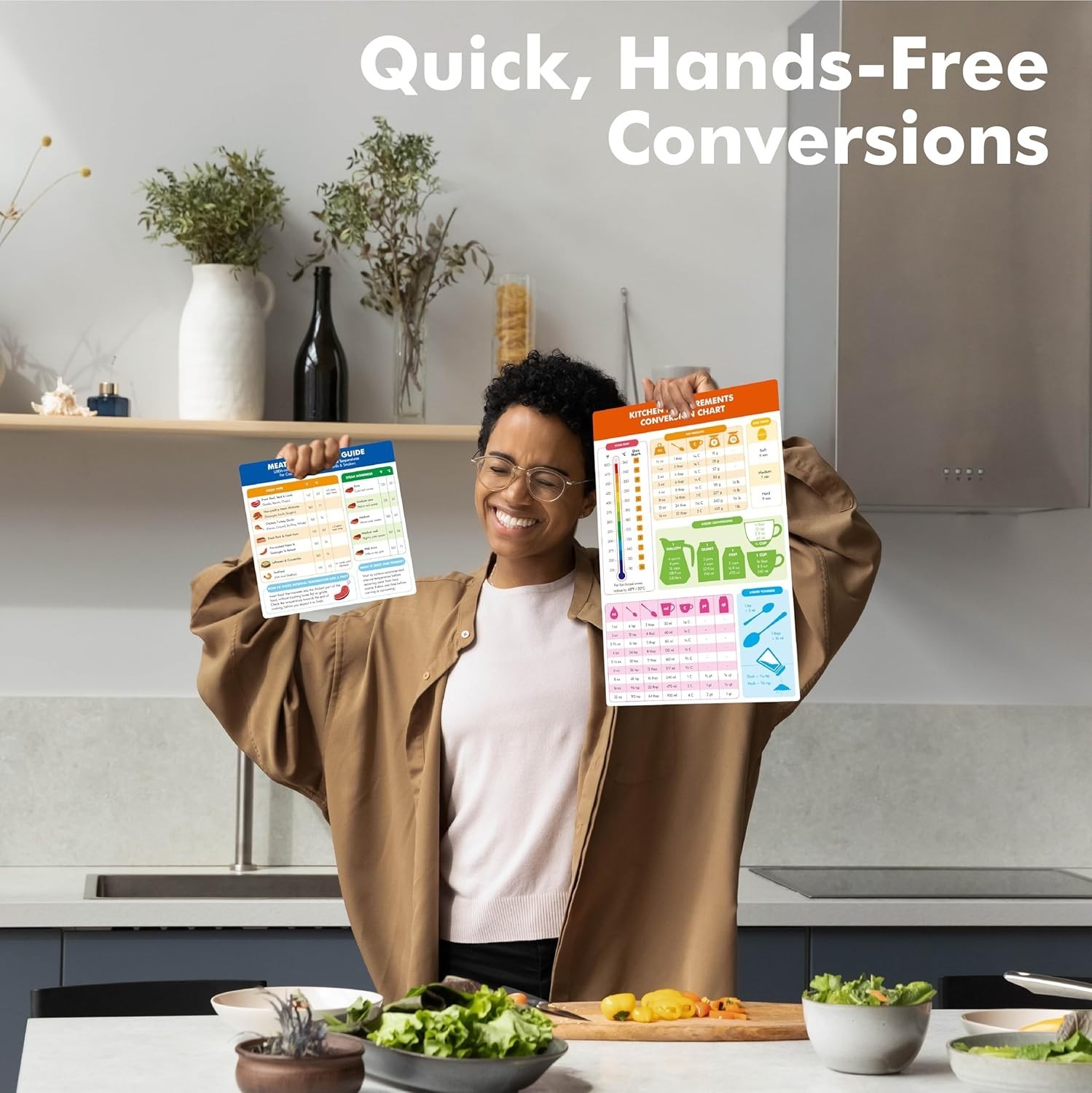 Magnetic Kitchen Conversion Chart Labels Waterproof Imperial Metric Baking Guide