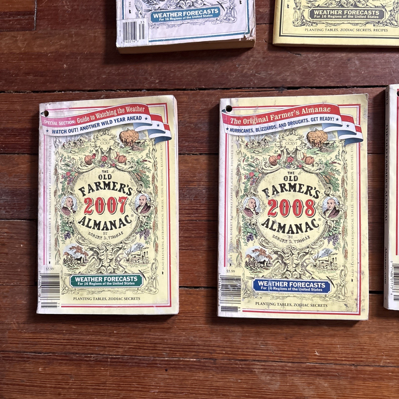 Lot of 7 Farmer’s Almanac~1993-1998-2006-2007-2012-2013- paperbacks