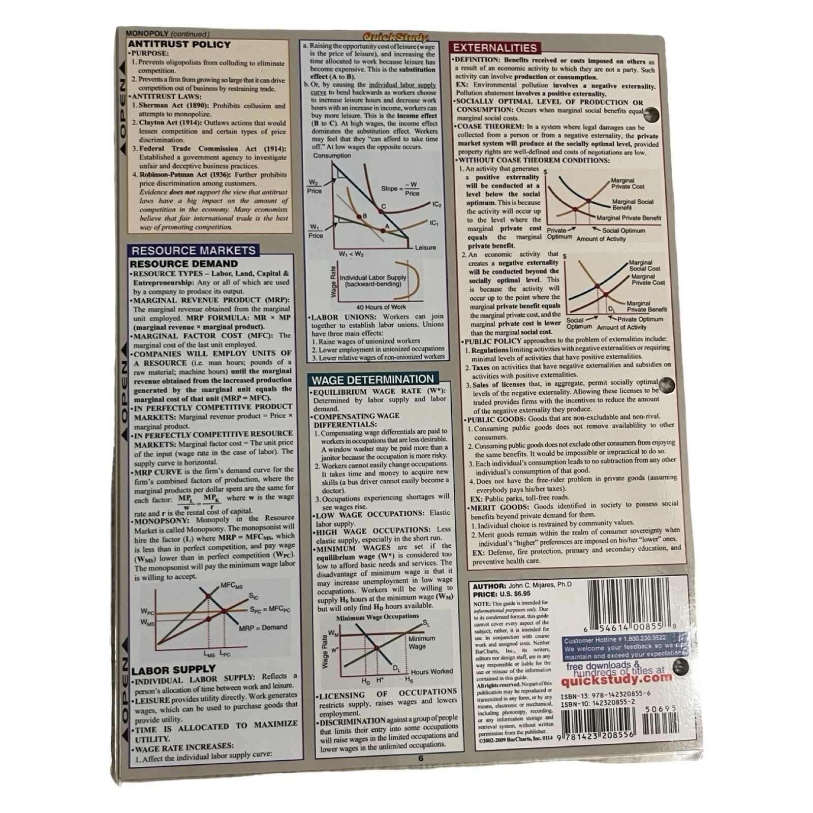QuickStudy Microeconomics Laminated Study Guide BarCharts Business