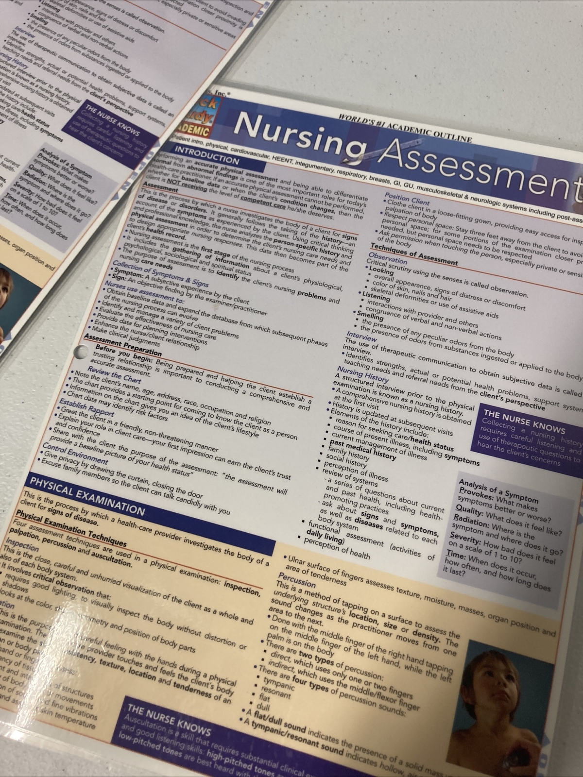 2 pack Quick Study NURSING ASSESSMENT Chart by BarCharts Guide D. Raines PhD RN