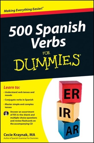 500 Spanish Verbs For Dummies, Kraynak, Cecie, Good Book