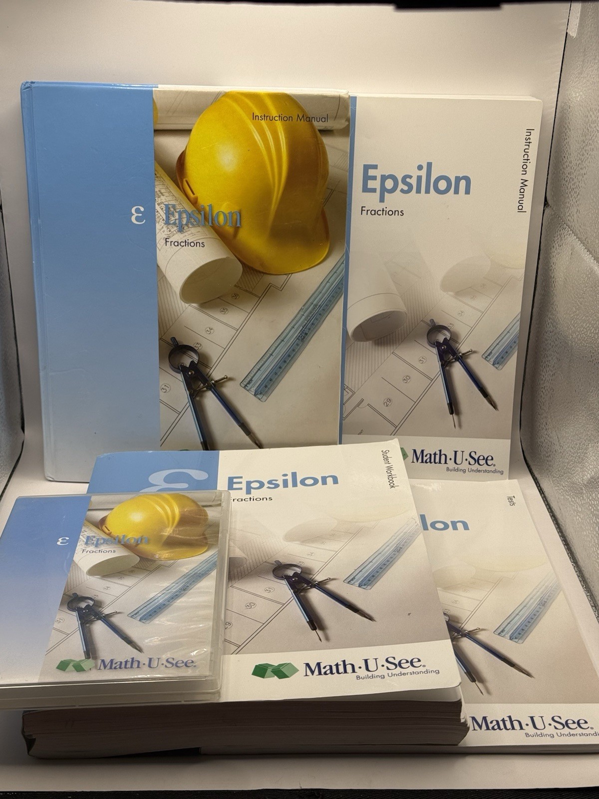 Math U See Epsilon Set: 2 Instruction Manuals HC/PB Student Workbook, Tests, DVD