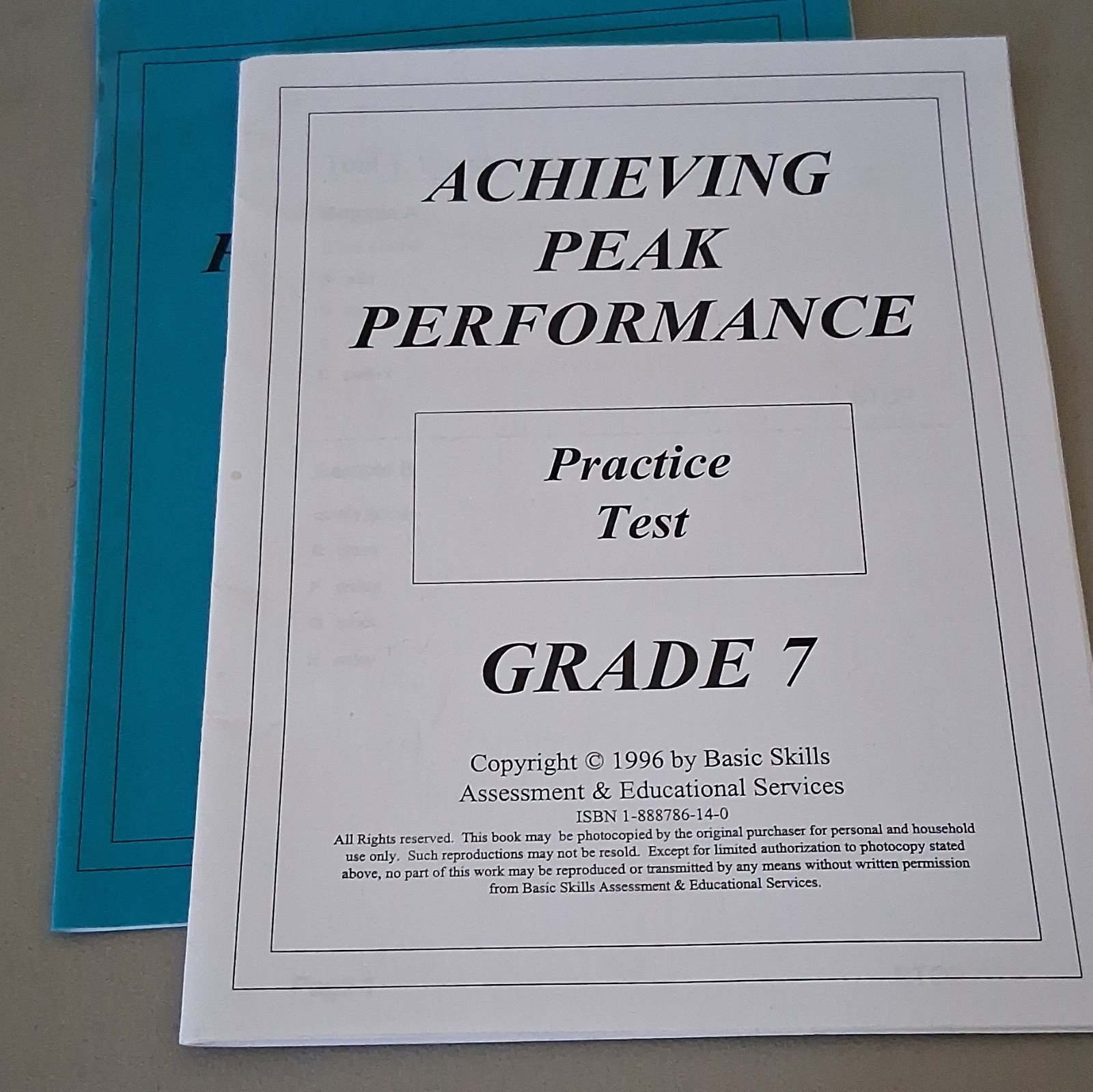Achieving Peak Performance Grade 7 Practice Test Book by Curt & Jenny Bumcrot