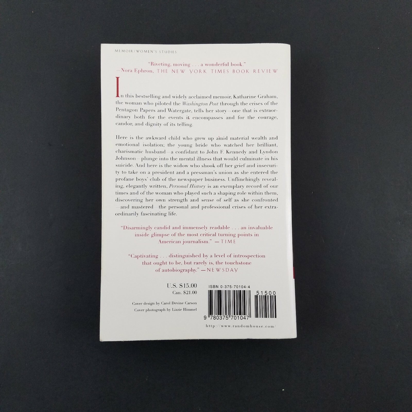 Personal History by Katharine Graham – National Bestseller Trade Paperback 1998