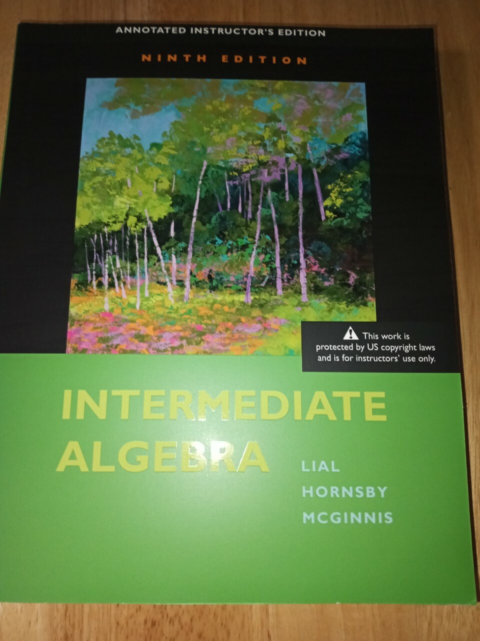 INTERMEDIATE ALGEBRA ANNOTATED INSTRUCTOR’S EDITION. BY LIAL / HORNSBY / MCGINNI