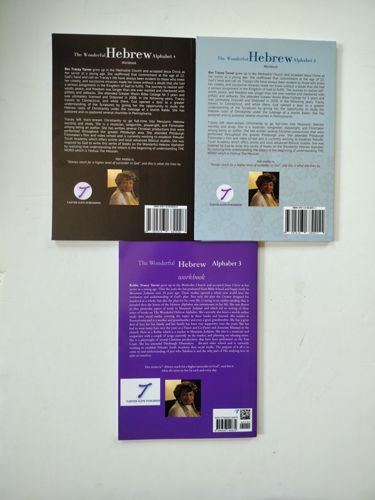 The Wonderful Hebrew Alphabet Series Book Lot (3) ~ Workbooks #1,2,3 ~ TARVER
