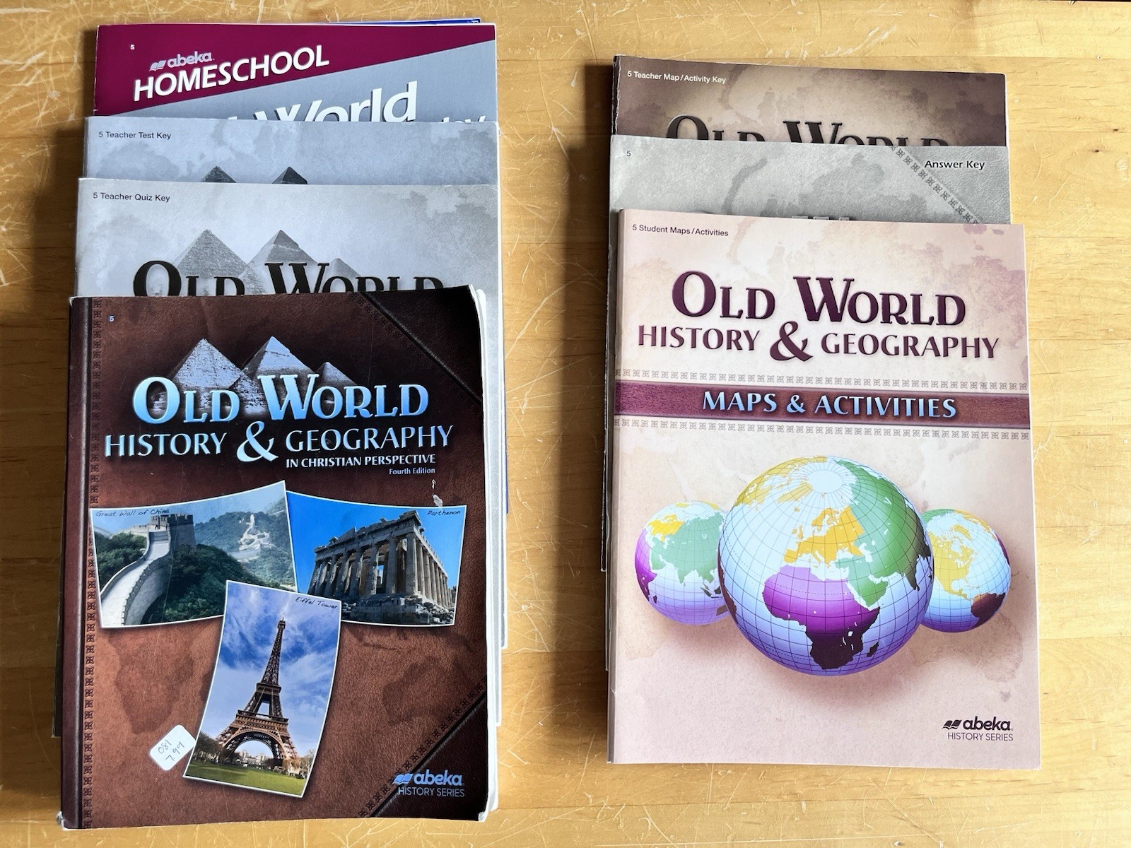 Abeka Old World History & Geography 4th Edition Set of 6 Student Text Keys Etc