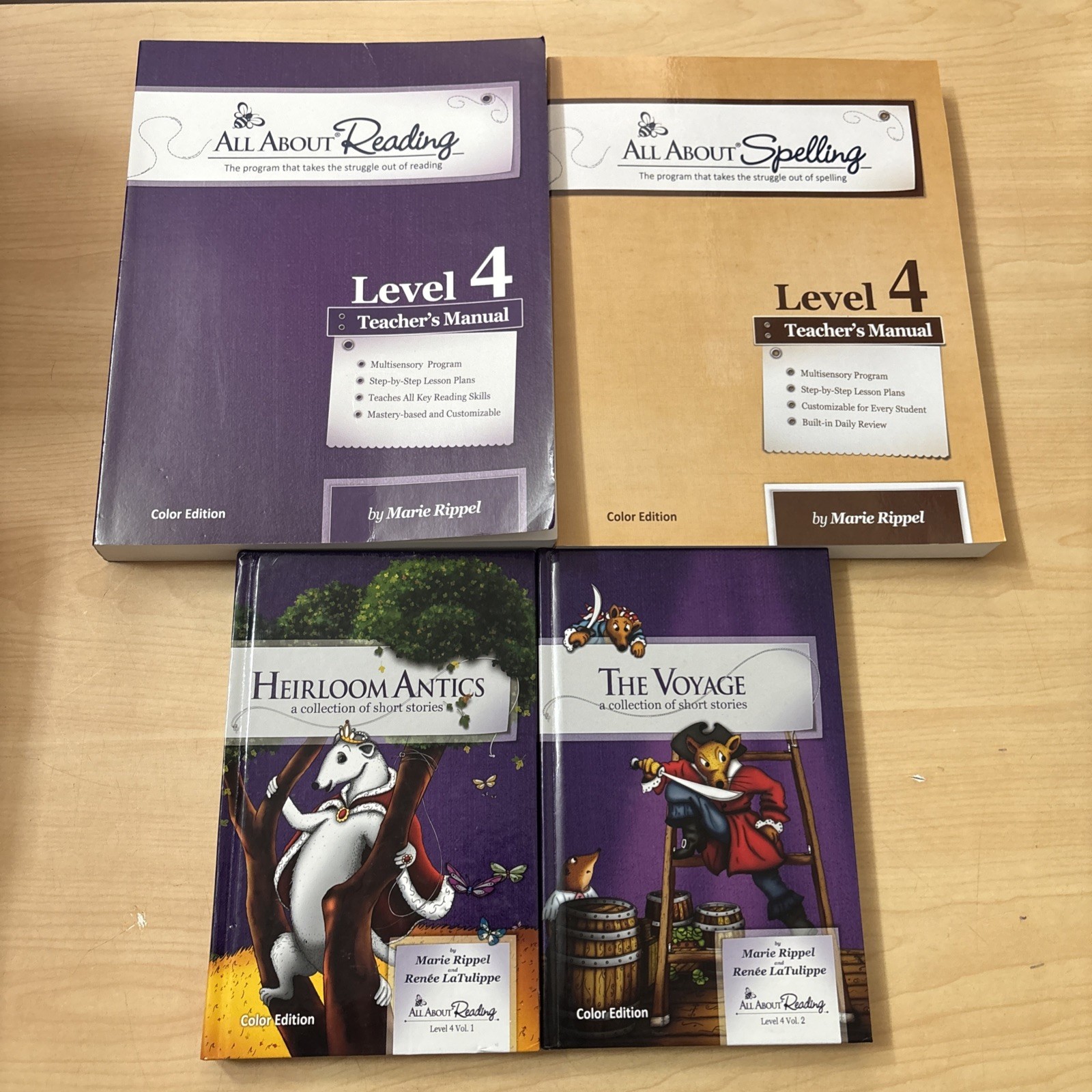 Lot 4 All About Reading Spelling Level 4 Teacher’s Manuals Readers 1-2 ALL COLOR