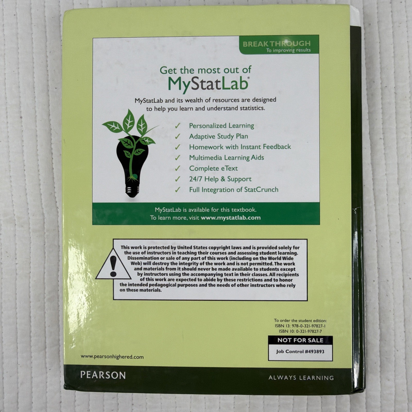 Introductory Statistics, Robert Gould Colleen Ryan Instructors Edition – VG Cond