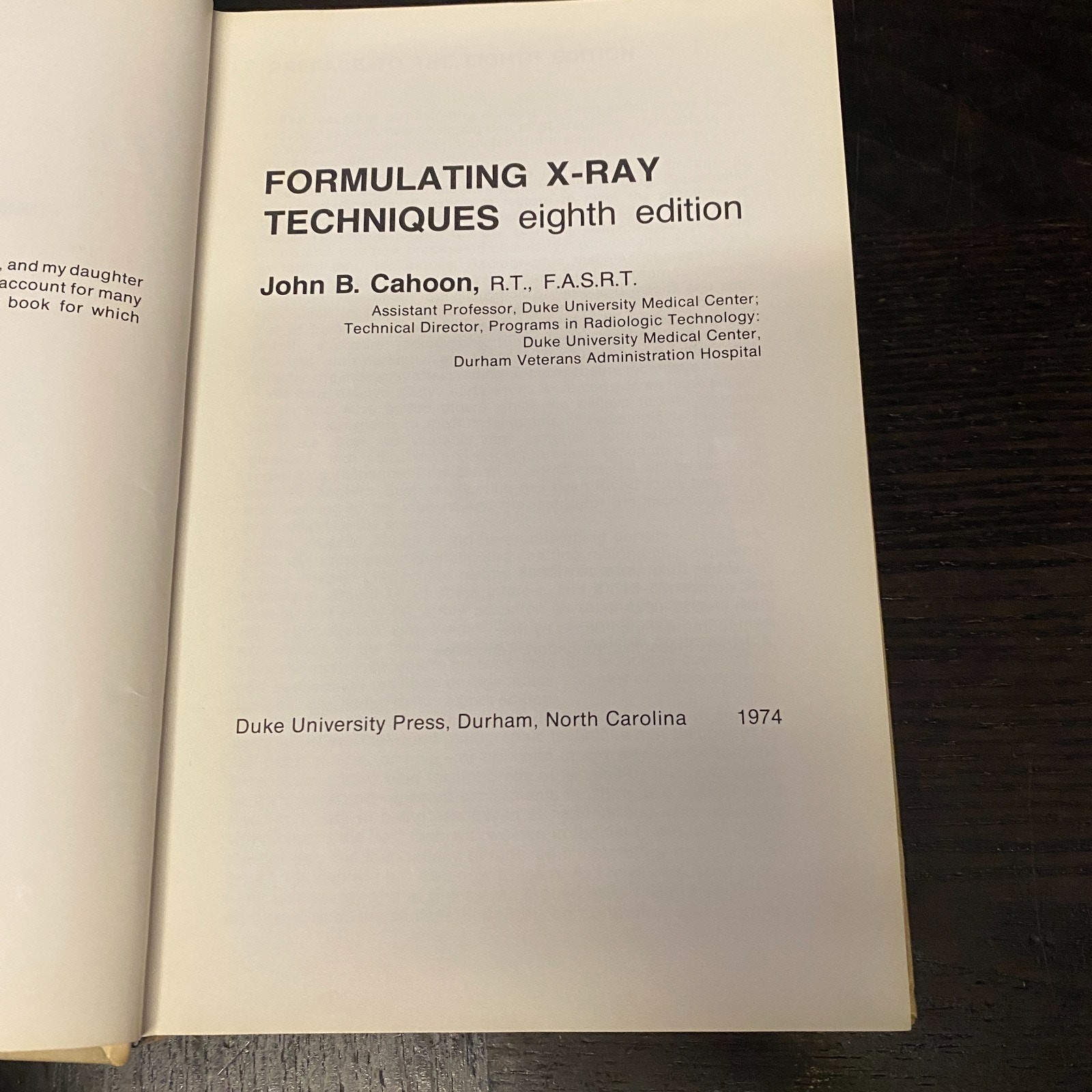Formulating X-Ray Techniques by John B. Cahoon (Hardcover)